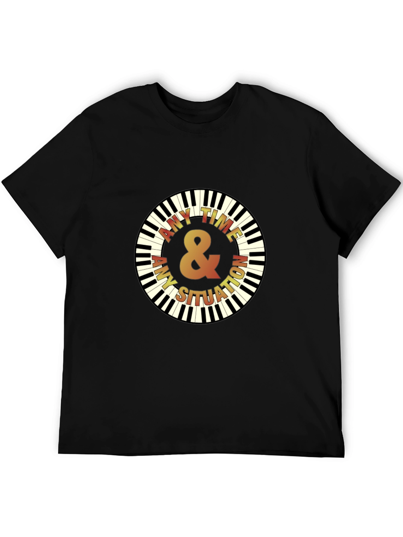 Any Time Piano Keys Graphic Black T-Shirt