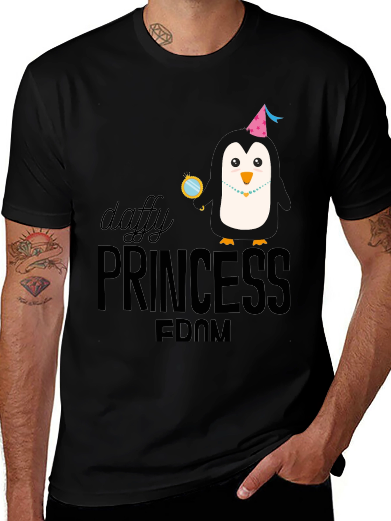 Daffy Princess Penguin T-Shirt - Black