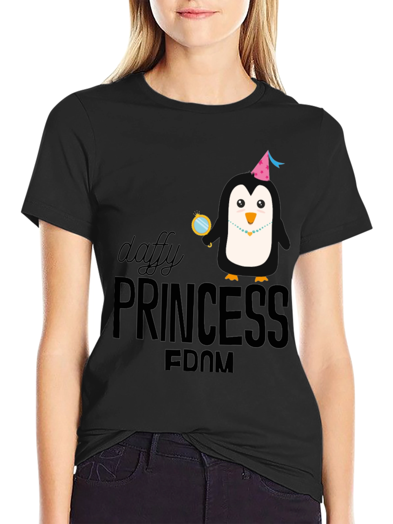 Daffy Princess Penguin T-Shirt - Black