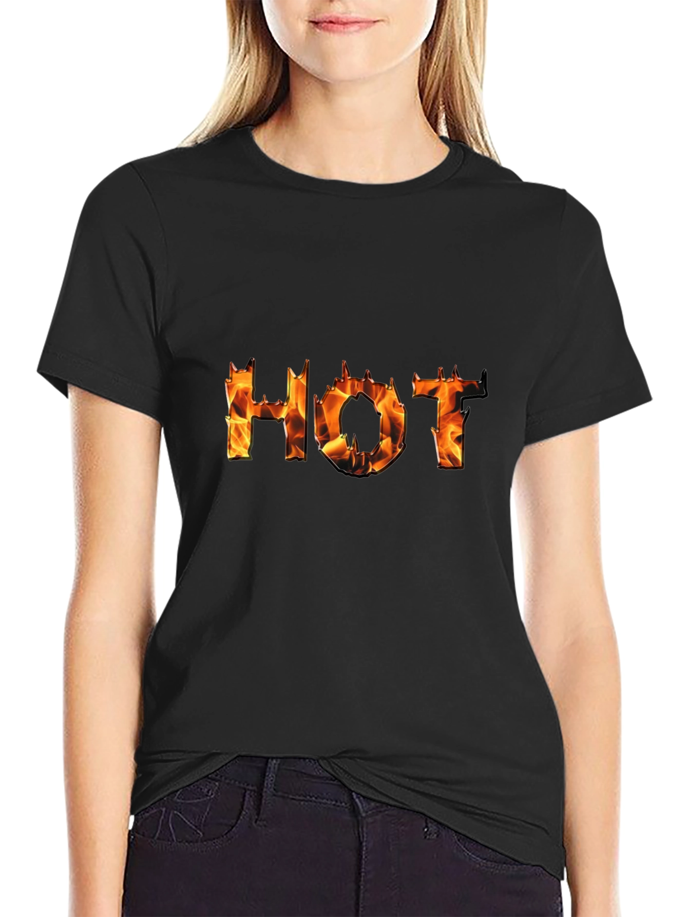 Hot Flame Graphic Black T-Shirt