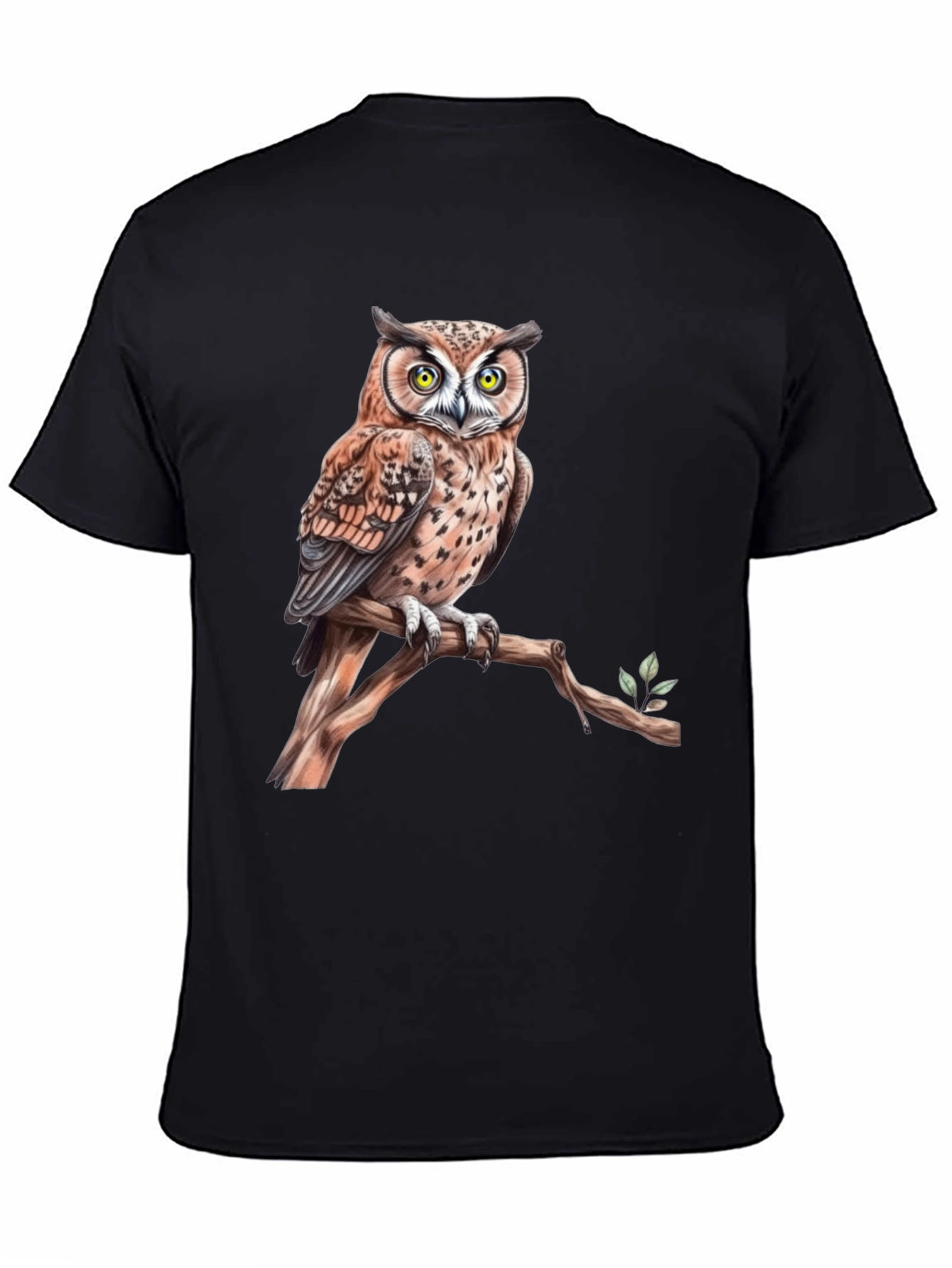 Owl on Branch Graphic Tee - Black