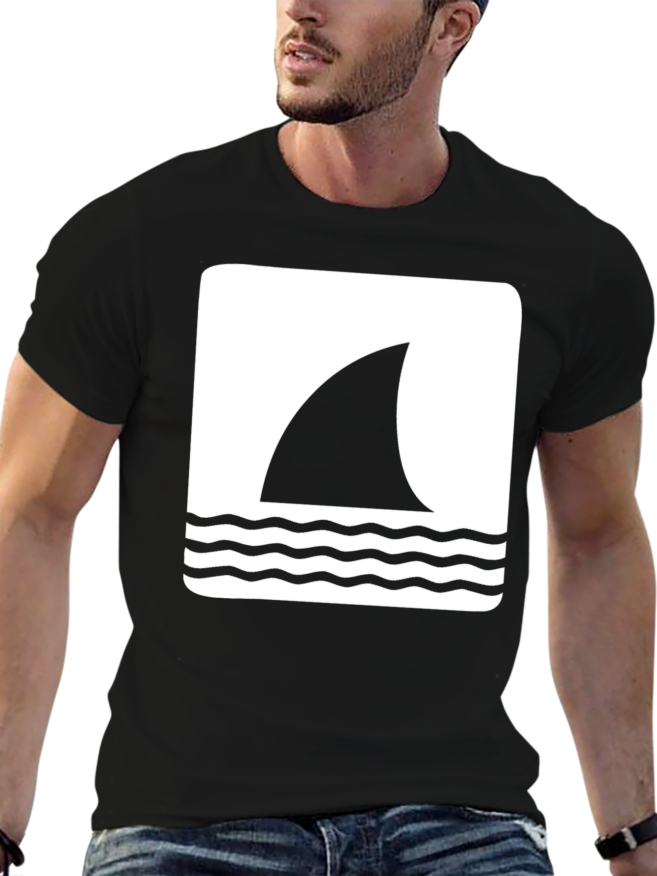 Shark Fin Graphic Tee - Mens Black T-Shirt