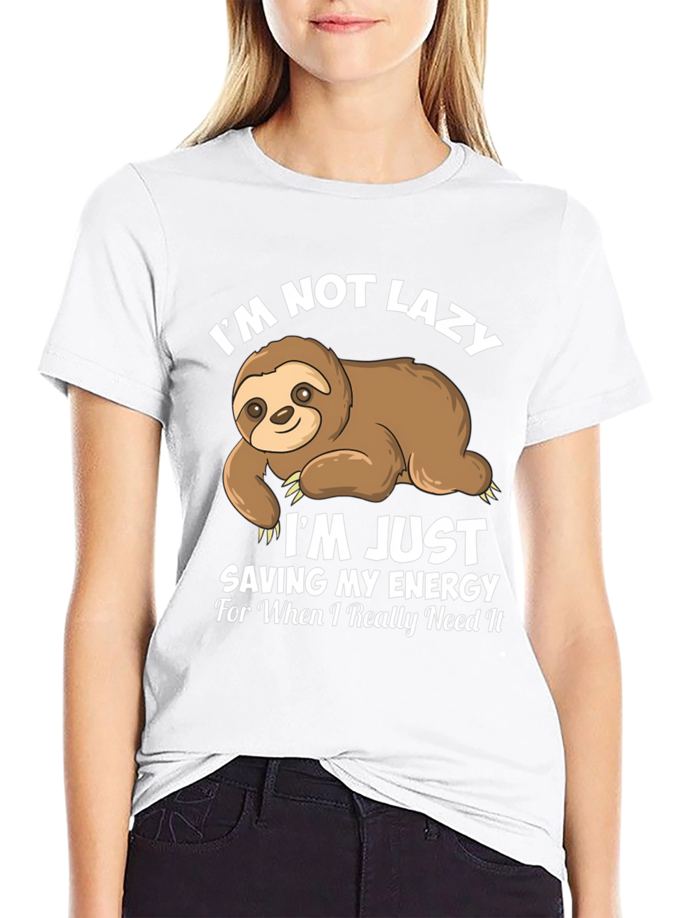 Funny Sloth T-Shirt - Not Lazy Saving Energy