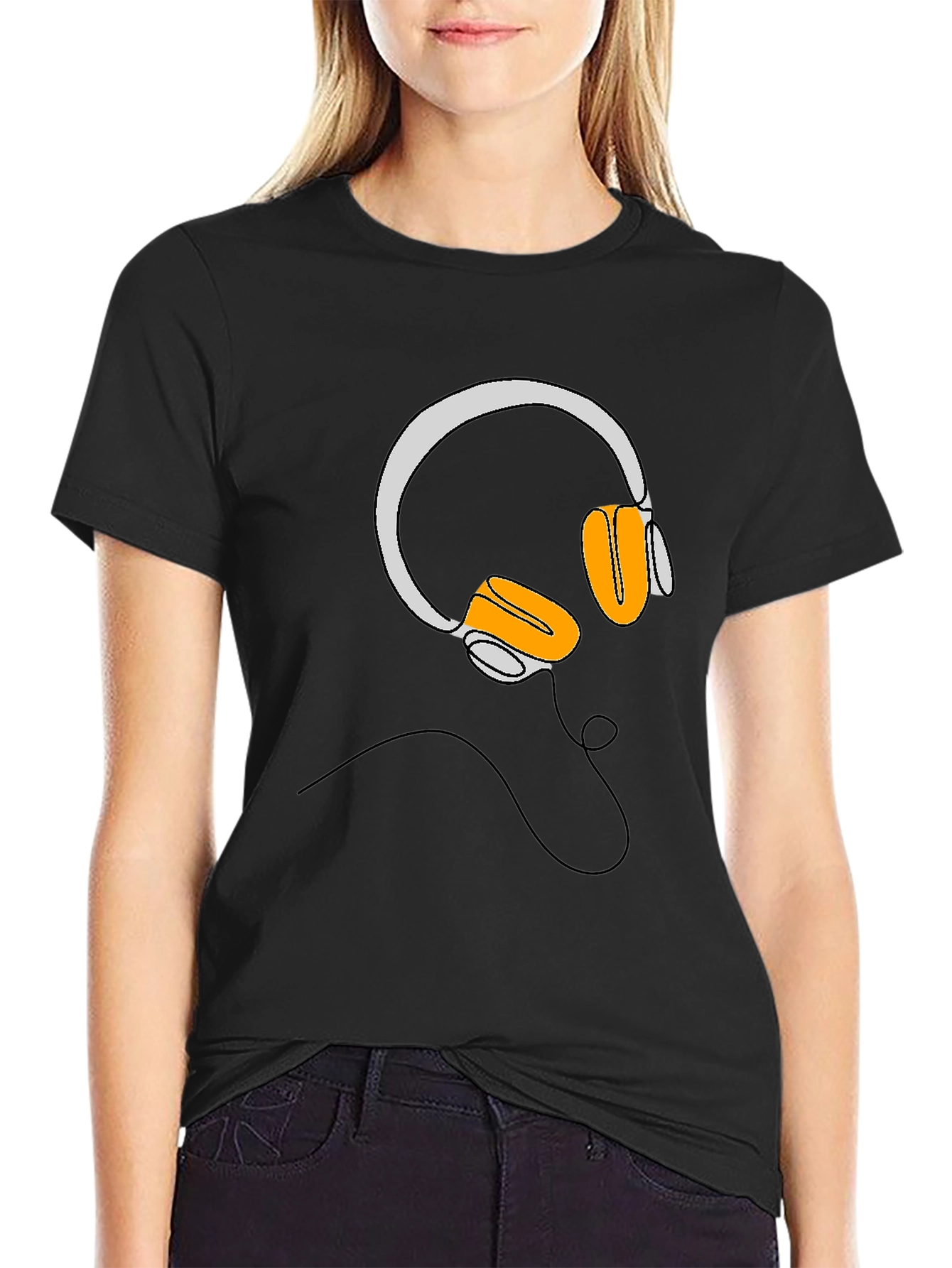 Headphone Graphic Black T-Shirt