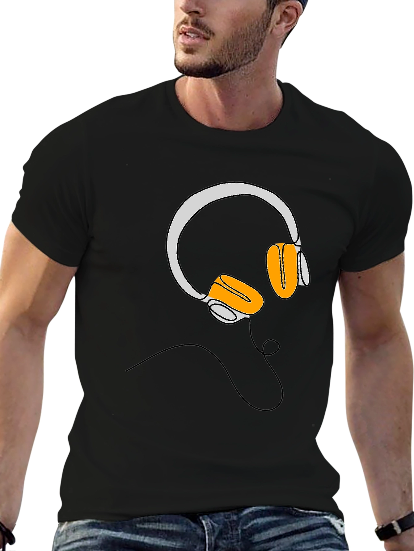 Headphone Graphic Black T-Shirt