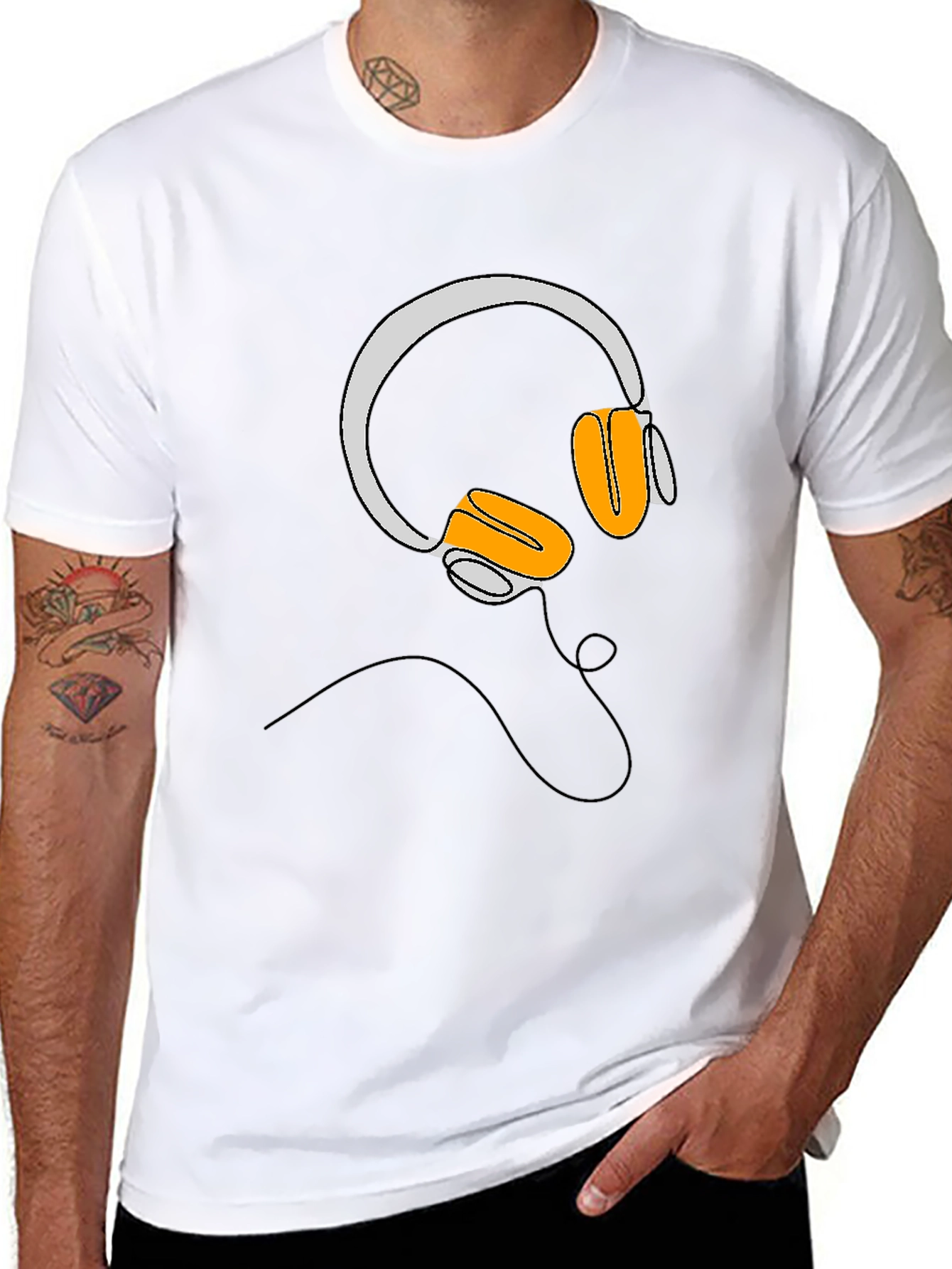Headphone Graphic Black T-Shirt