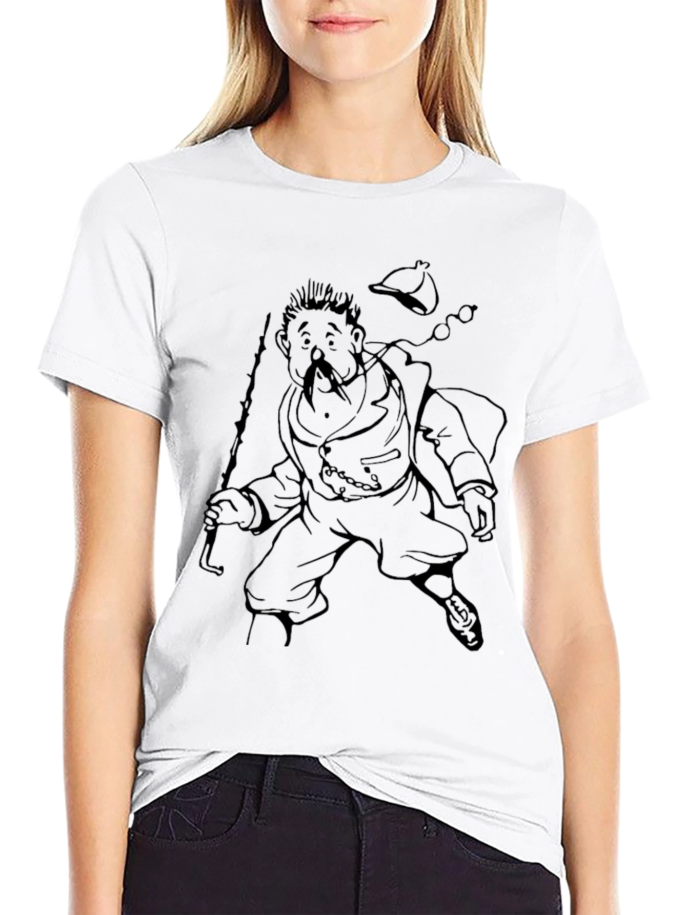 Cartoon Character Graphic Print Black T-Shirt