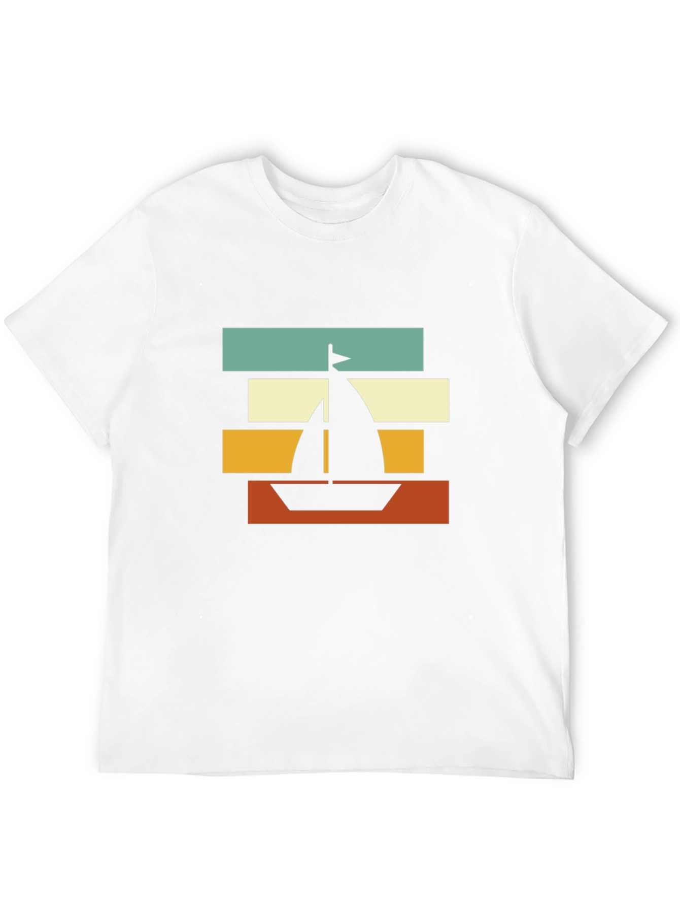 Retro Sailboat Graphic Tee - Black Cotton Blend