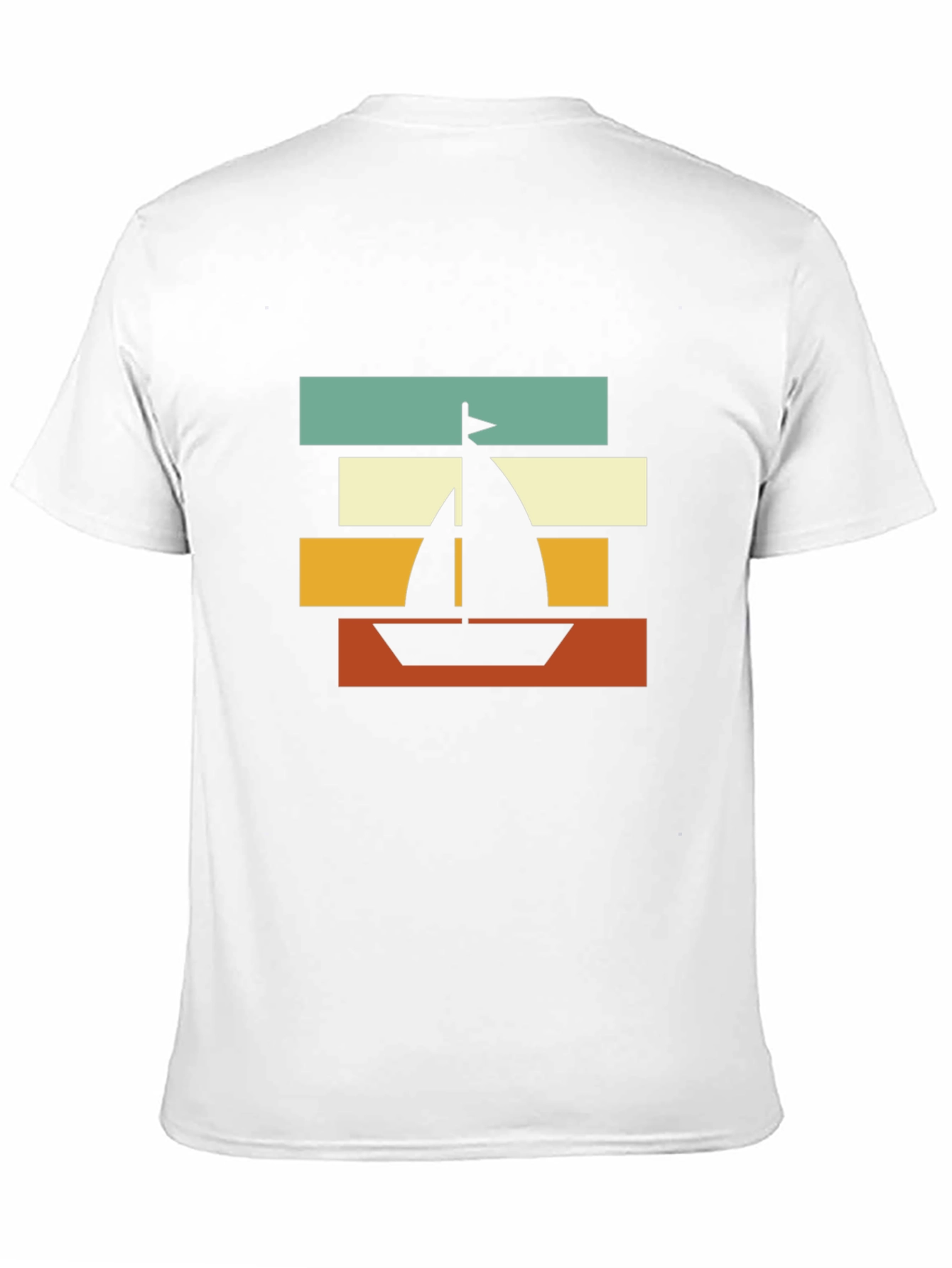 Retro Sailboat Graphic Tee - Black Cotton Blend