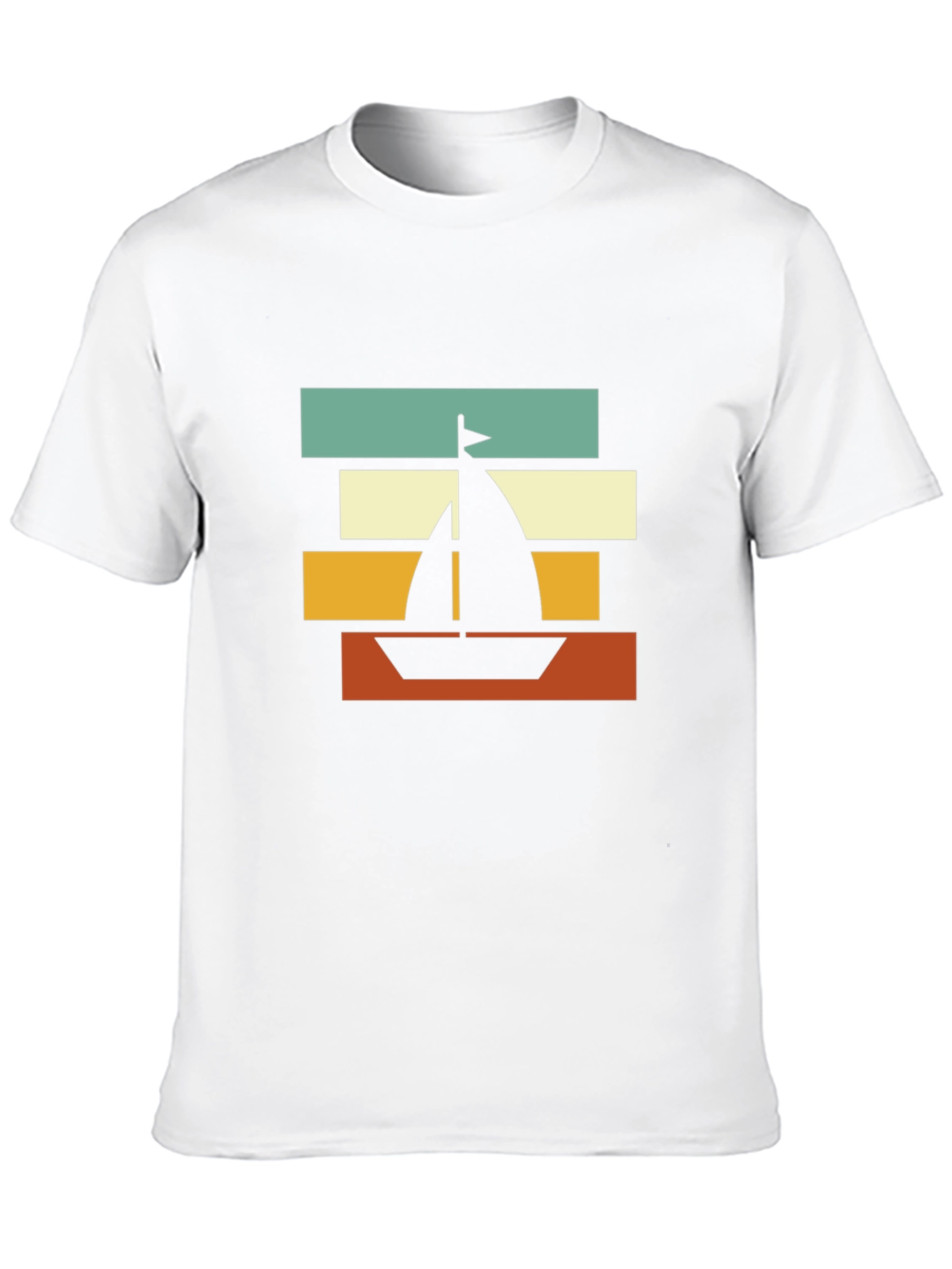 Retro Sailboat Graphic Tee - Black Cotton Blend