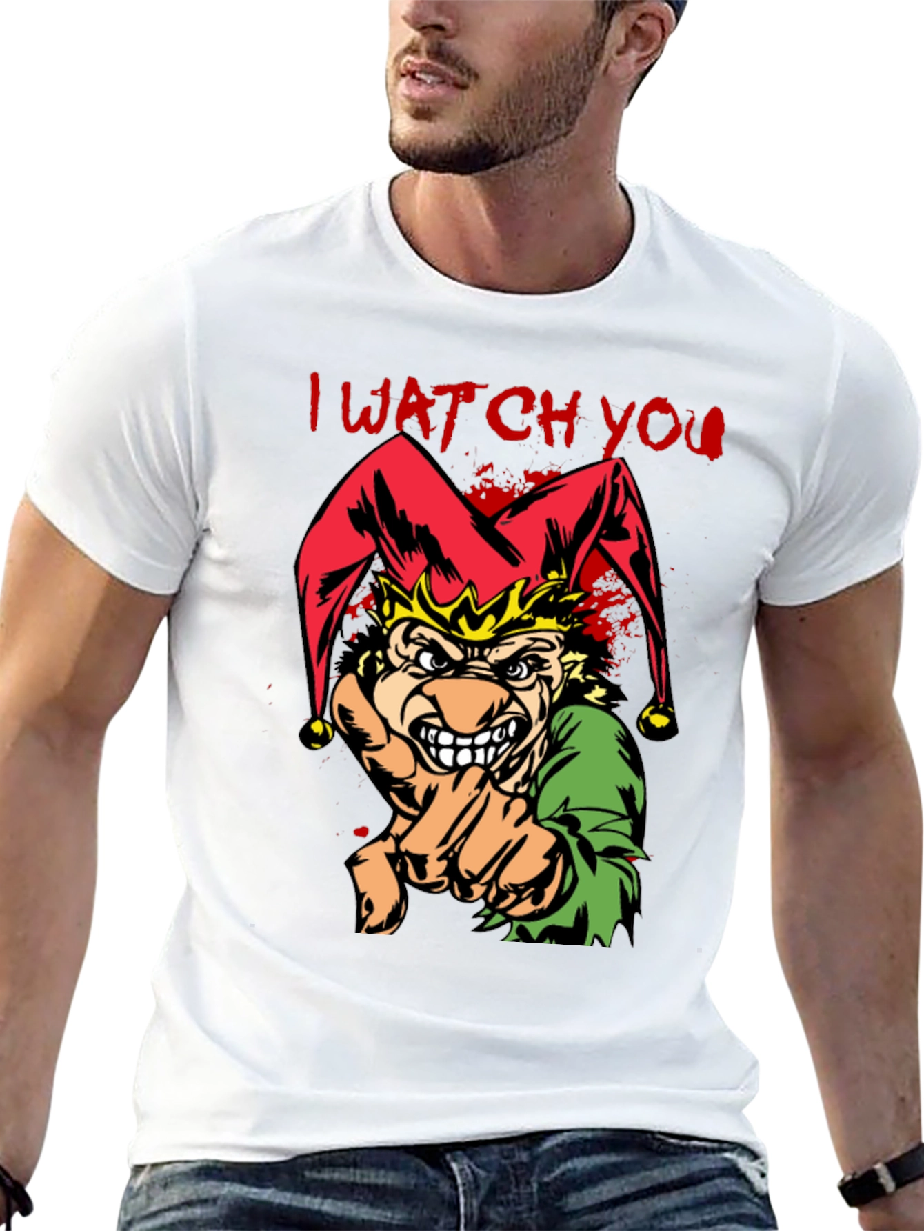 I Watch You Evil Jester Graphic T-Shirt