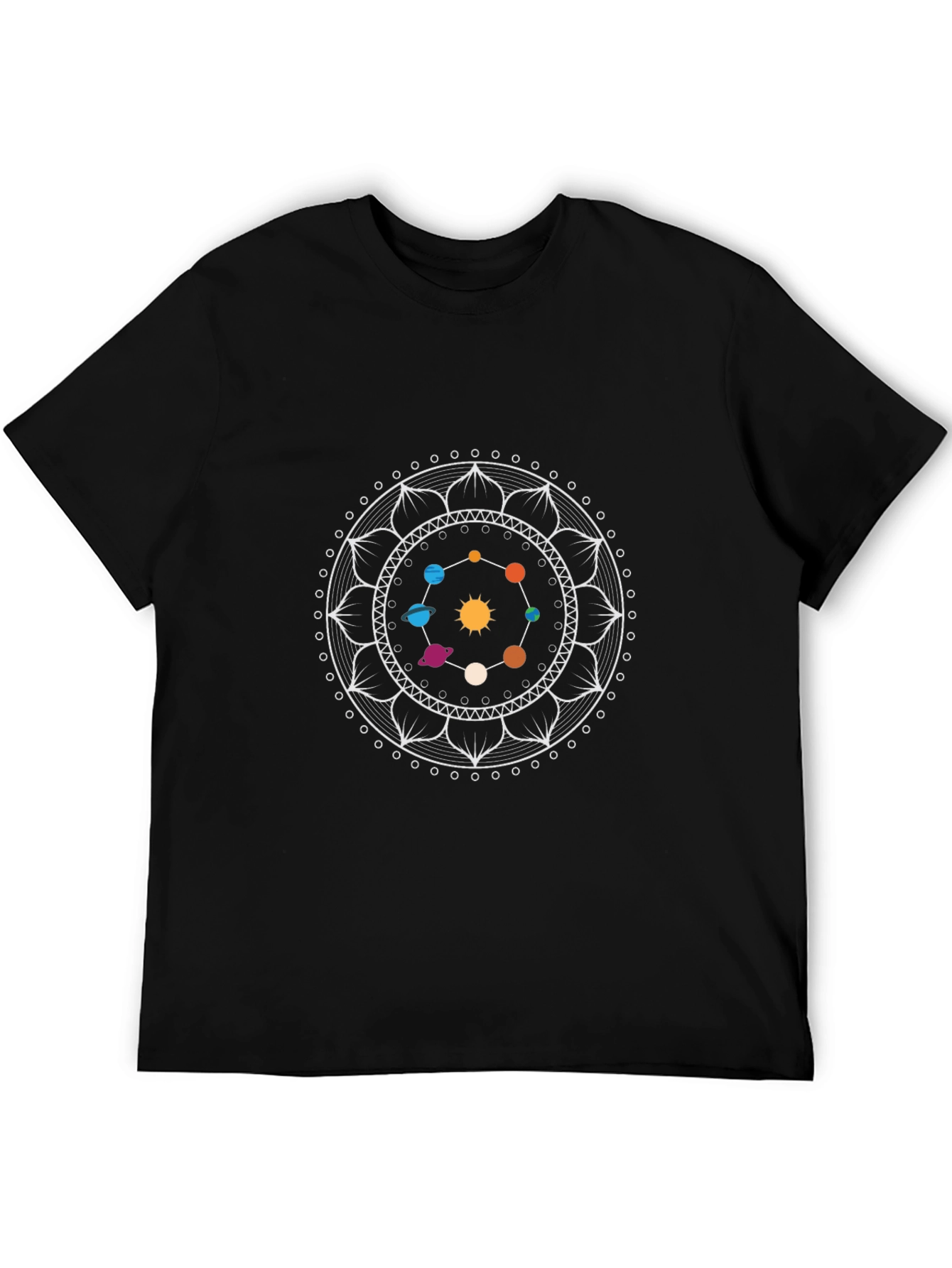 Solar System Mandala Black T-Shirt