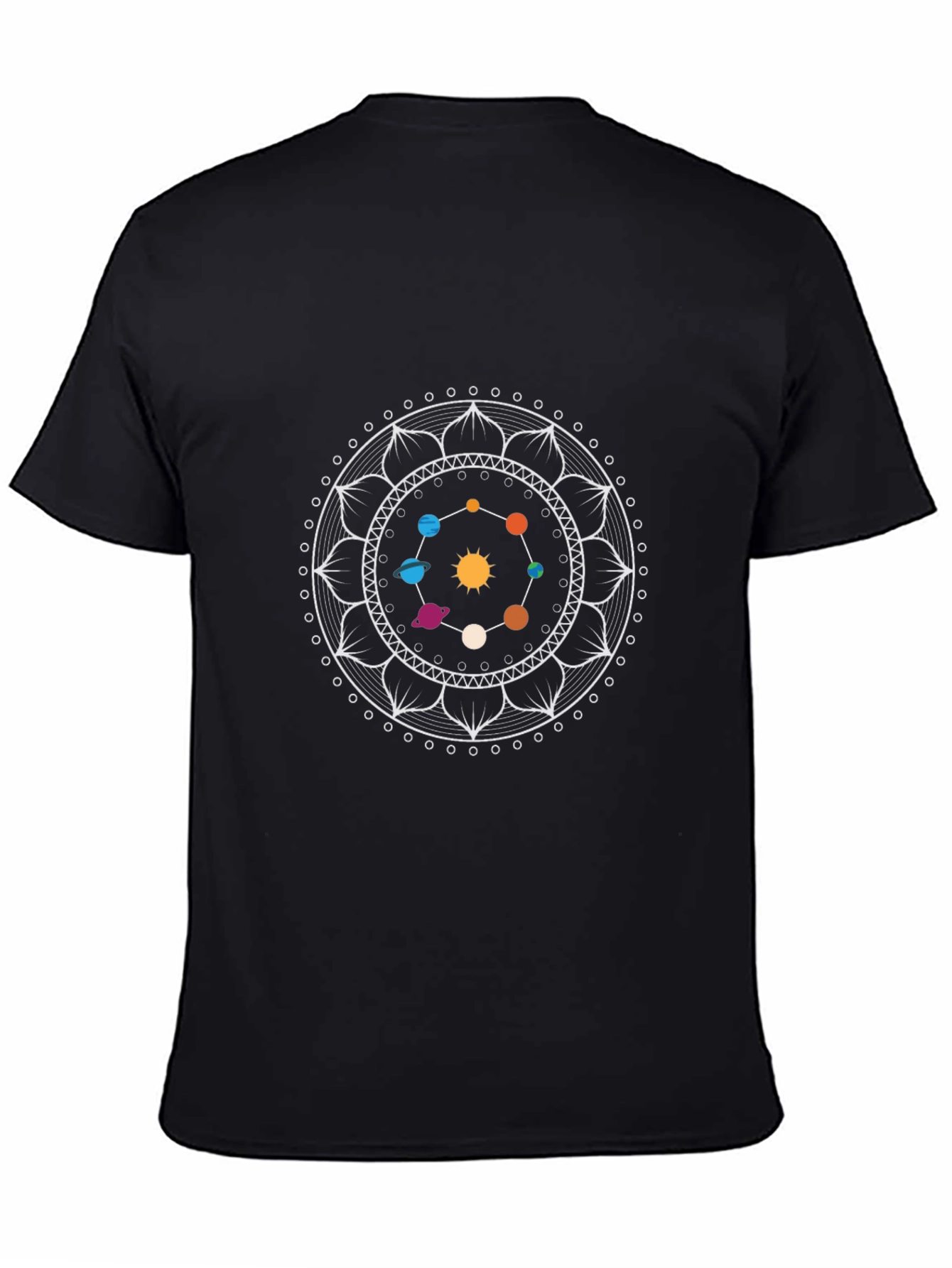 Solar System Mandala Black T-Shirt