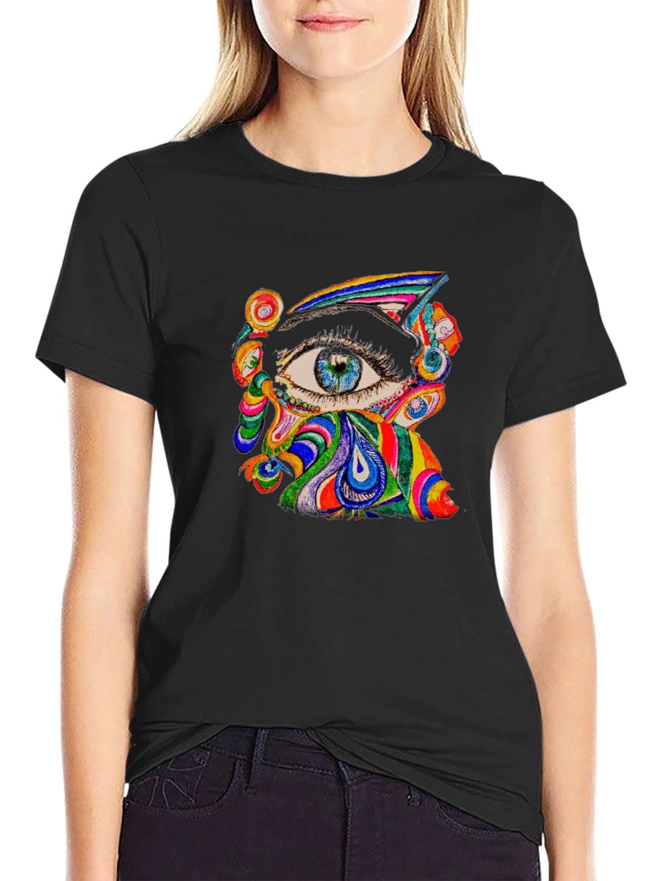 Psychedelic Eye Graphic Tee - Black