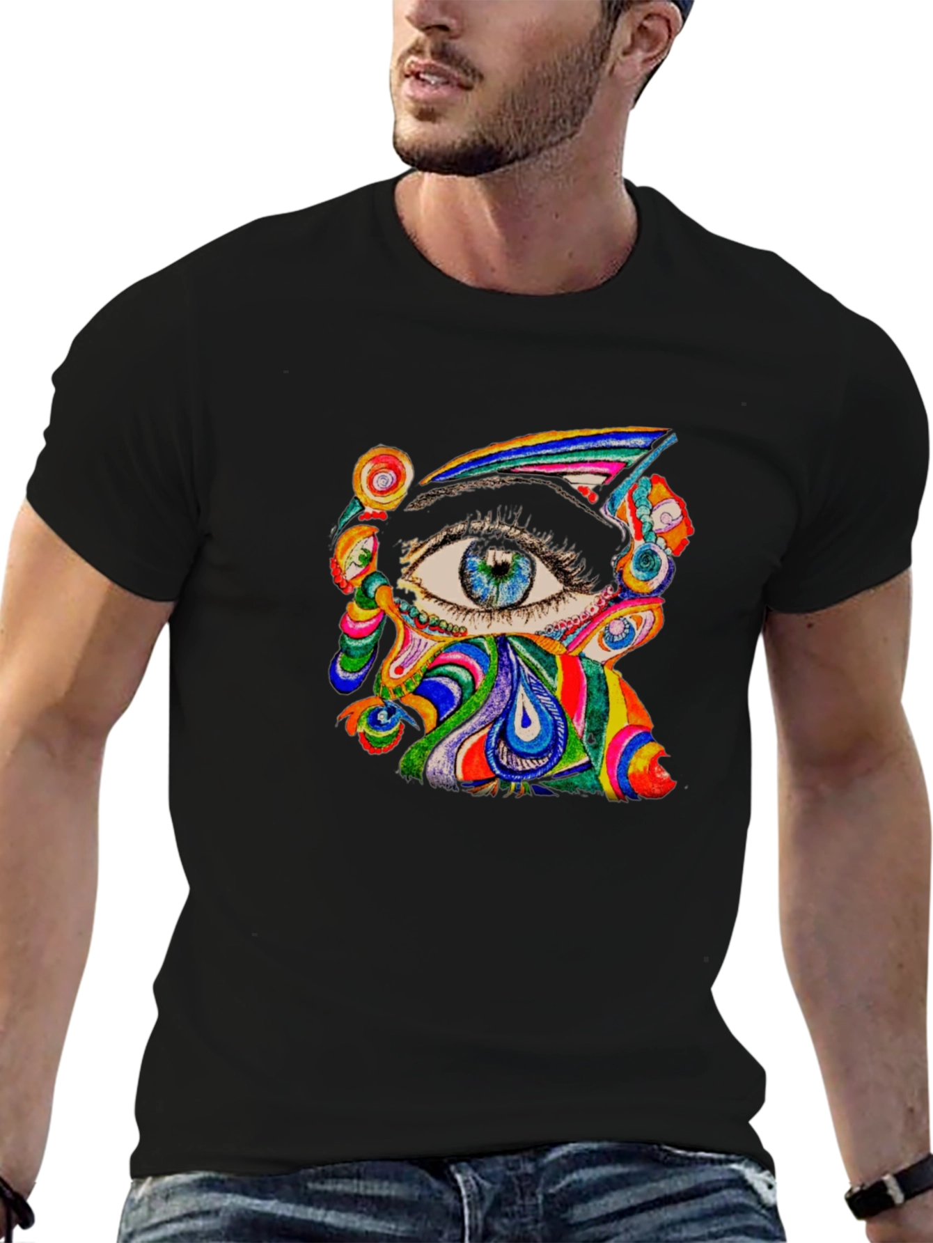 Psychedelic Eye Graphic Tee - Black