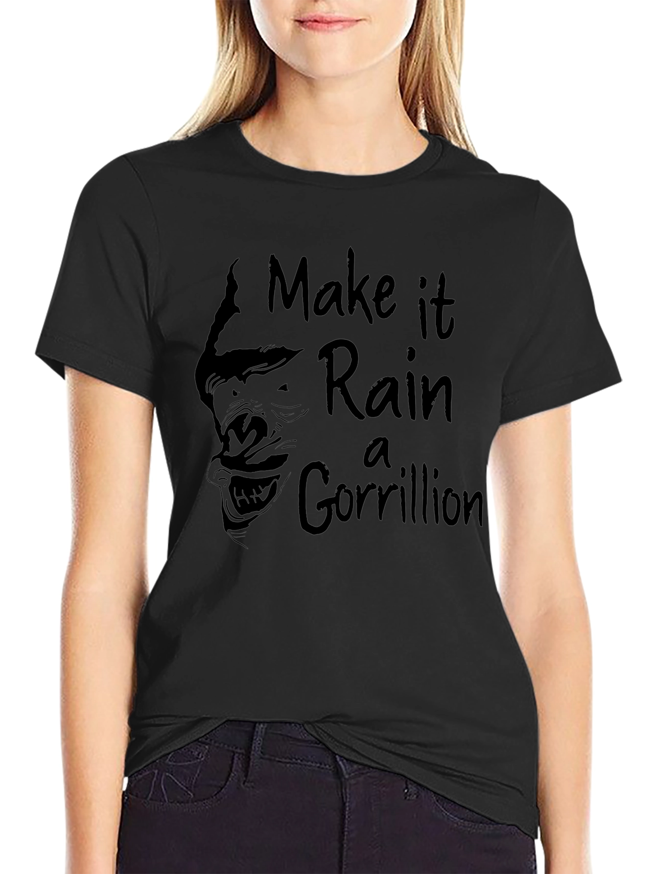 Make It Rain a Gorillion Black Graphic Tee