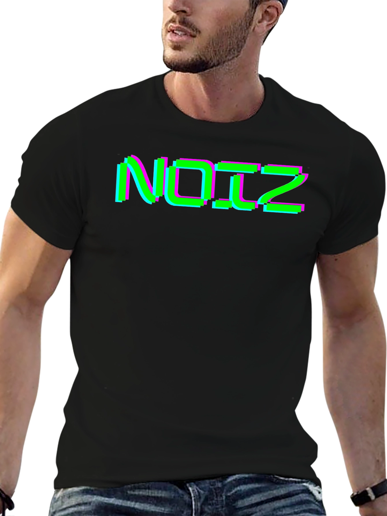 Retro Glitch Noiz Black T-Shirt
