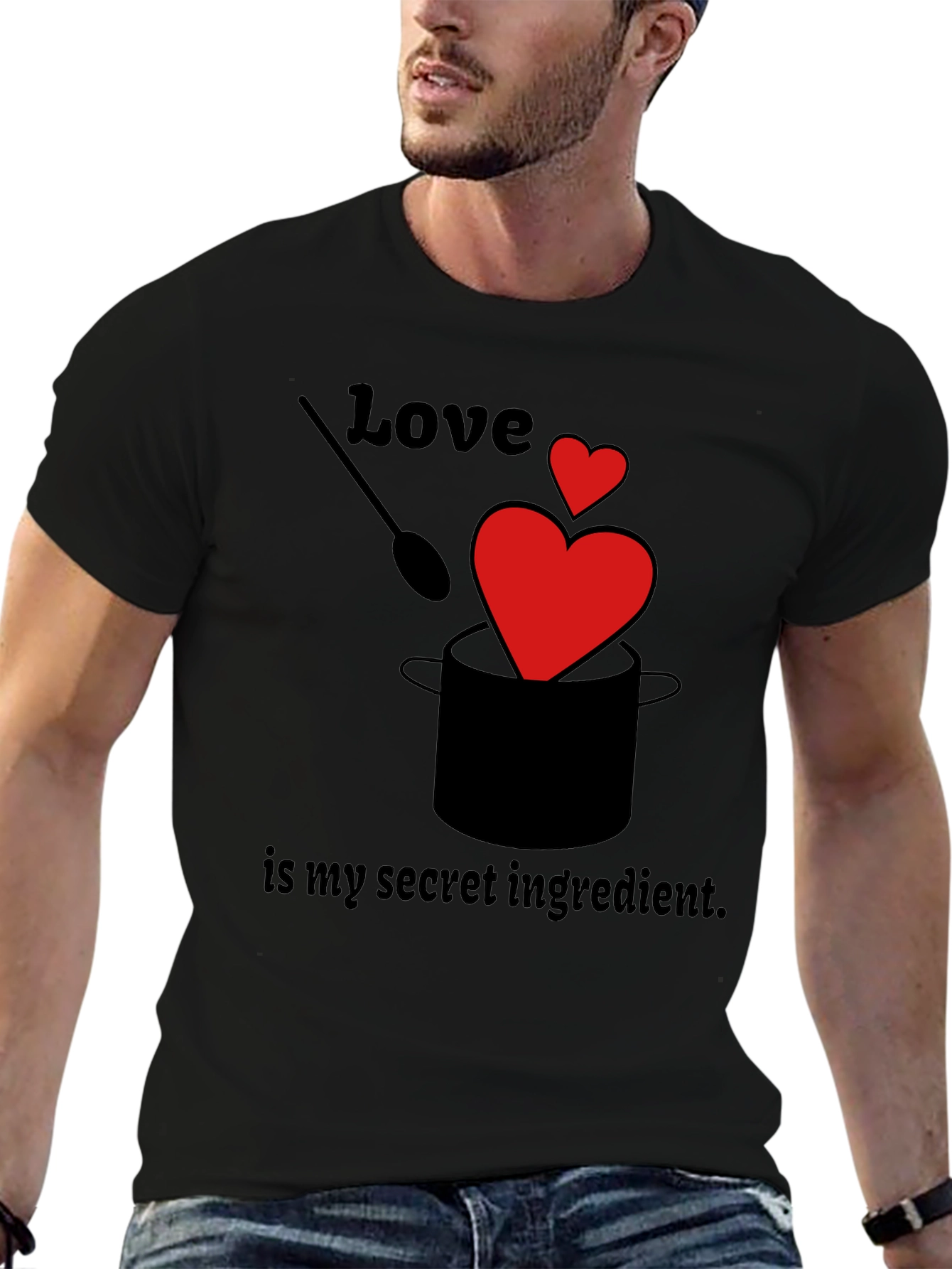Love is My Secret Ingredient Black Graphic T-Shirt