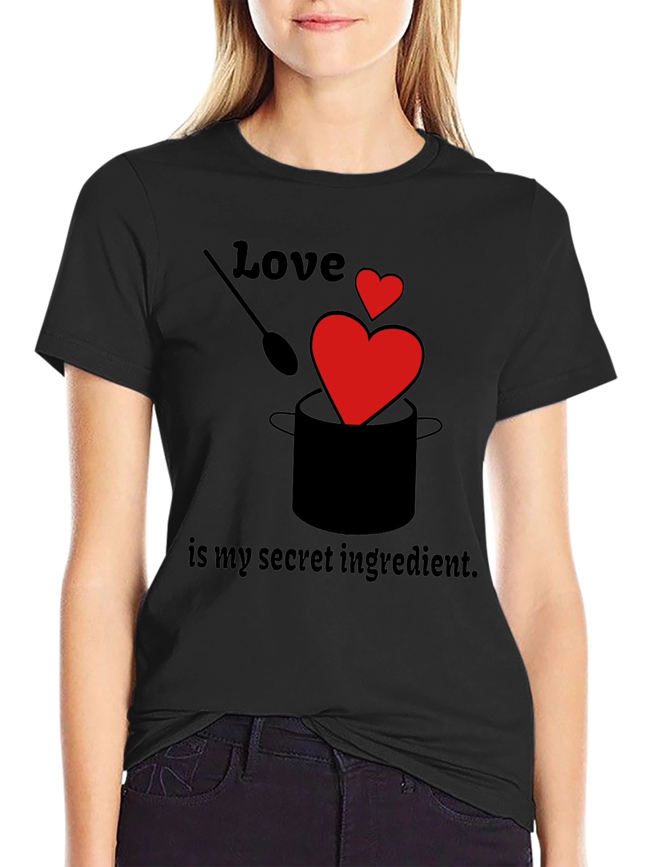 Love is My Secret Ingredient Black Graphic T-Shirt