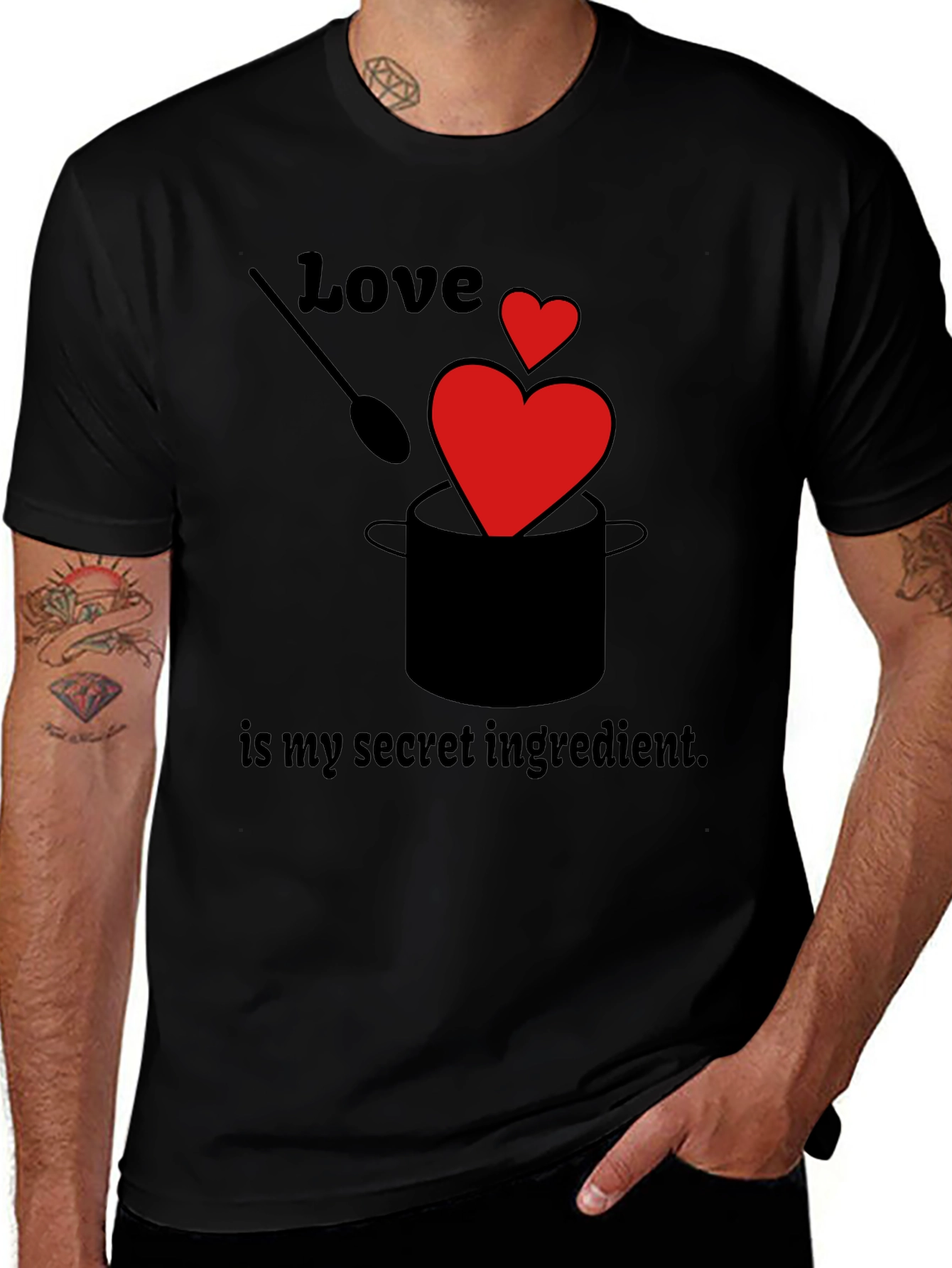 Love is My Secret Ingredient Black Graphic T-Shirt