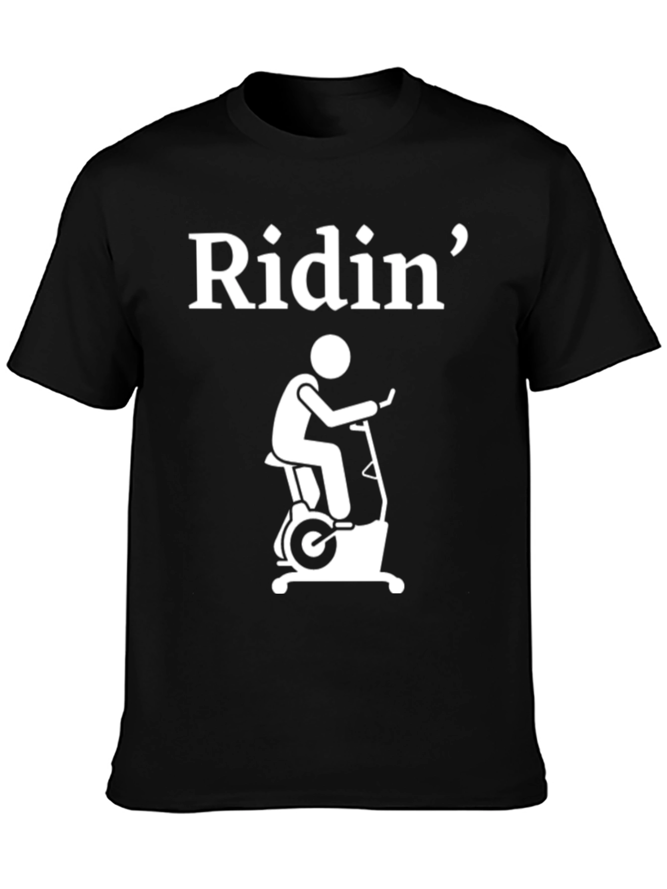 Ridin Exercise Bike Graphic T-Shirt - Black Cotton Tee