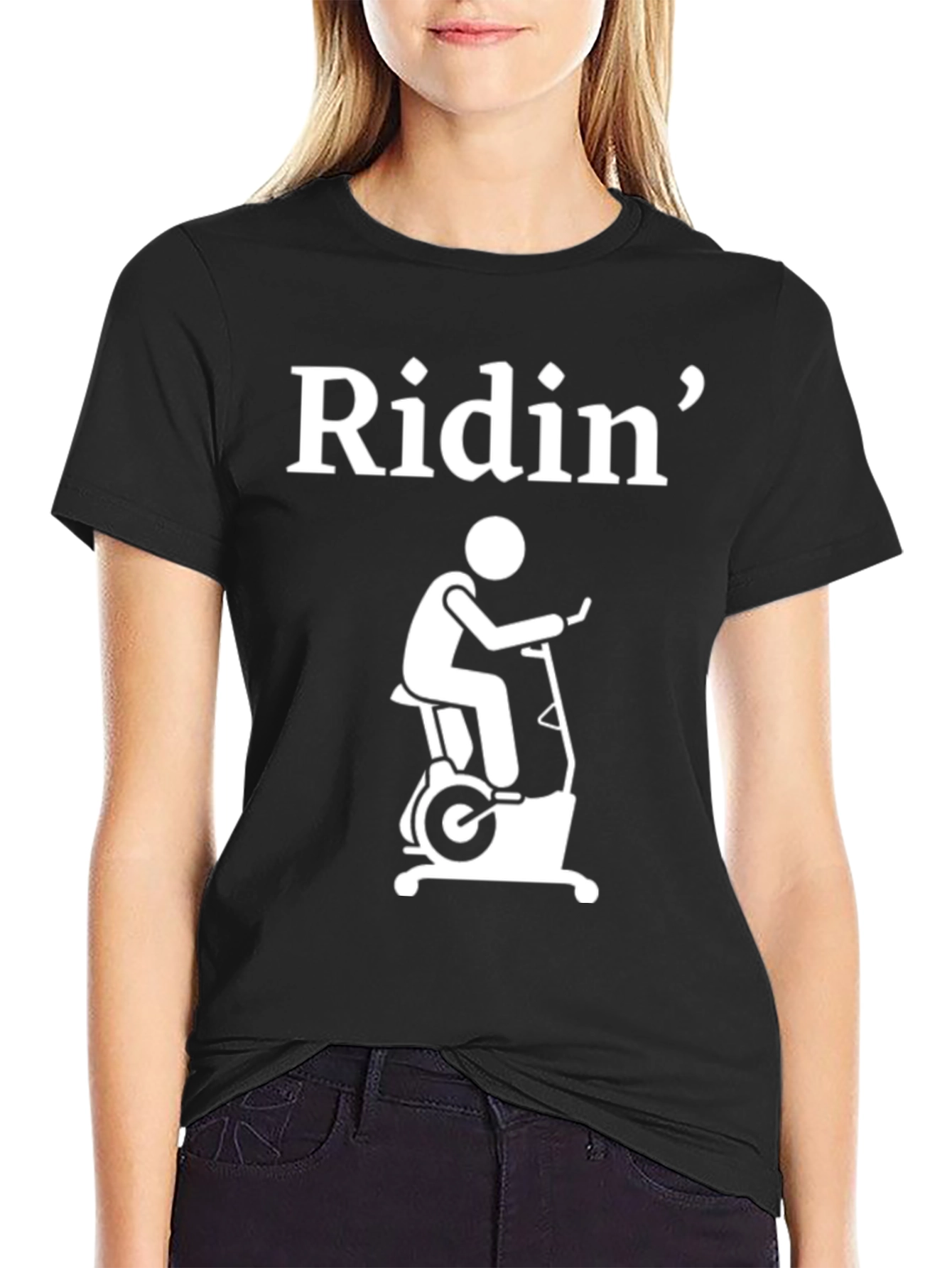 Ridin Exercise Bike Graphic T-Shirt - Black Cotton Tee