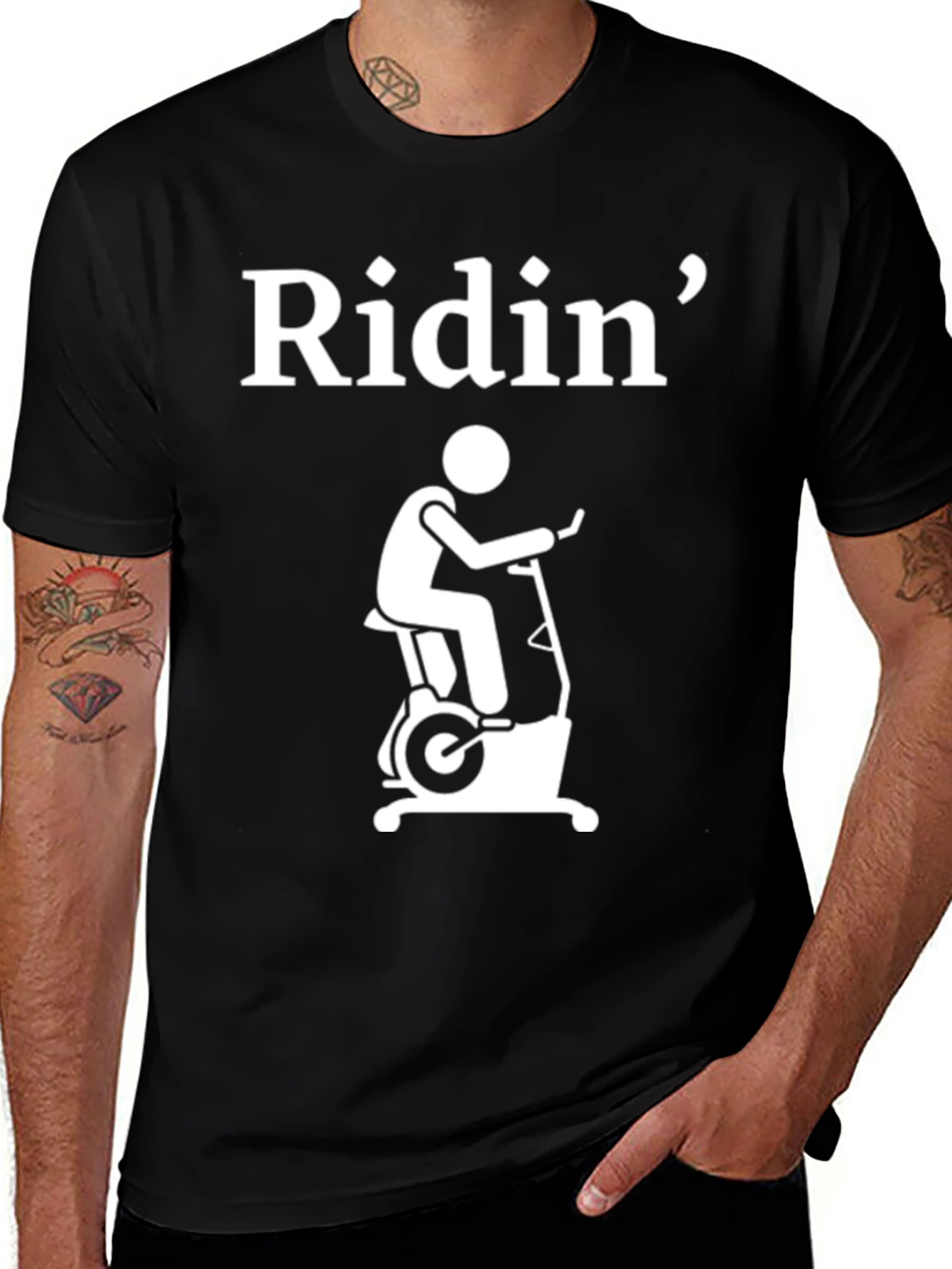 Ridin Exercise Bike Graphic T-Shirt - Black Cotton Tee