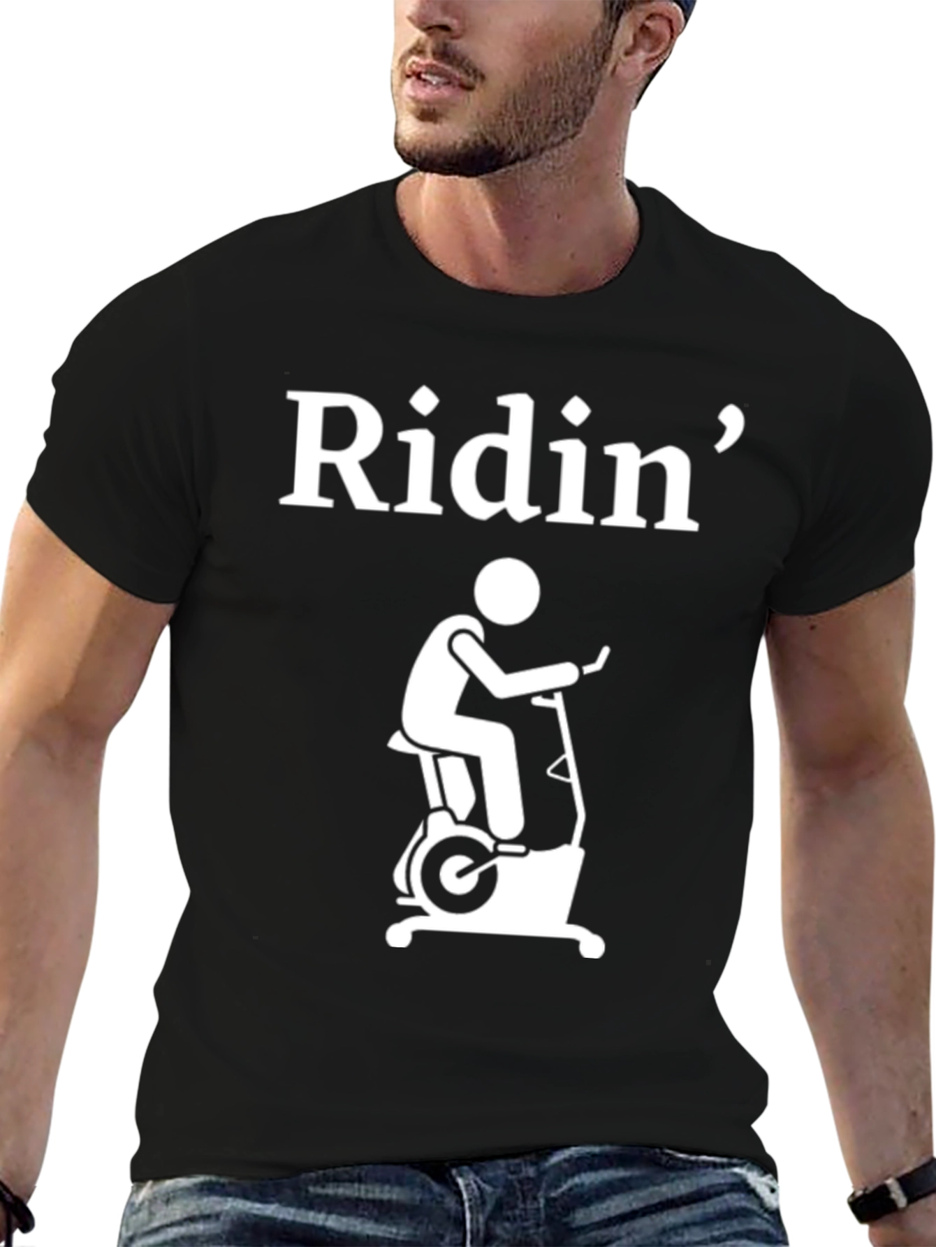Ridin Exercise Bike Graphic T-Shirt - Black Cotton Tee
