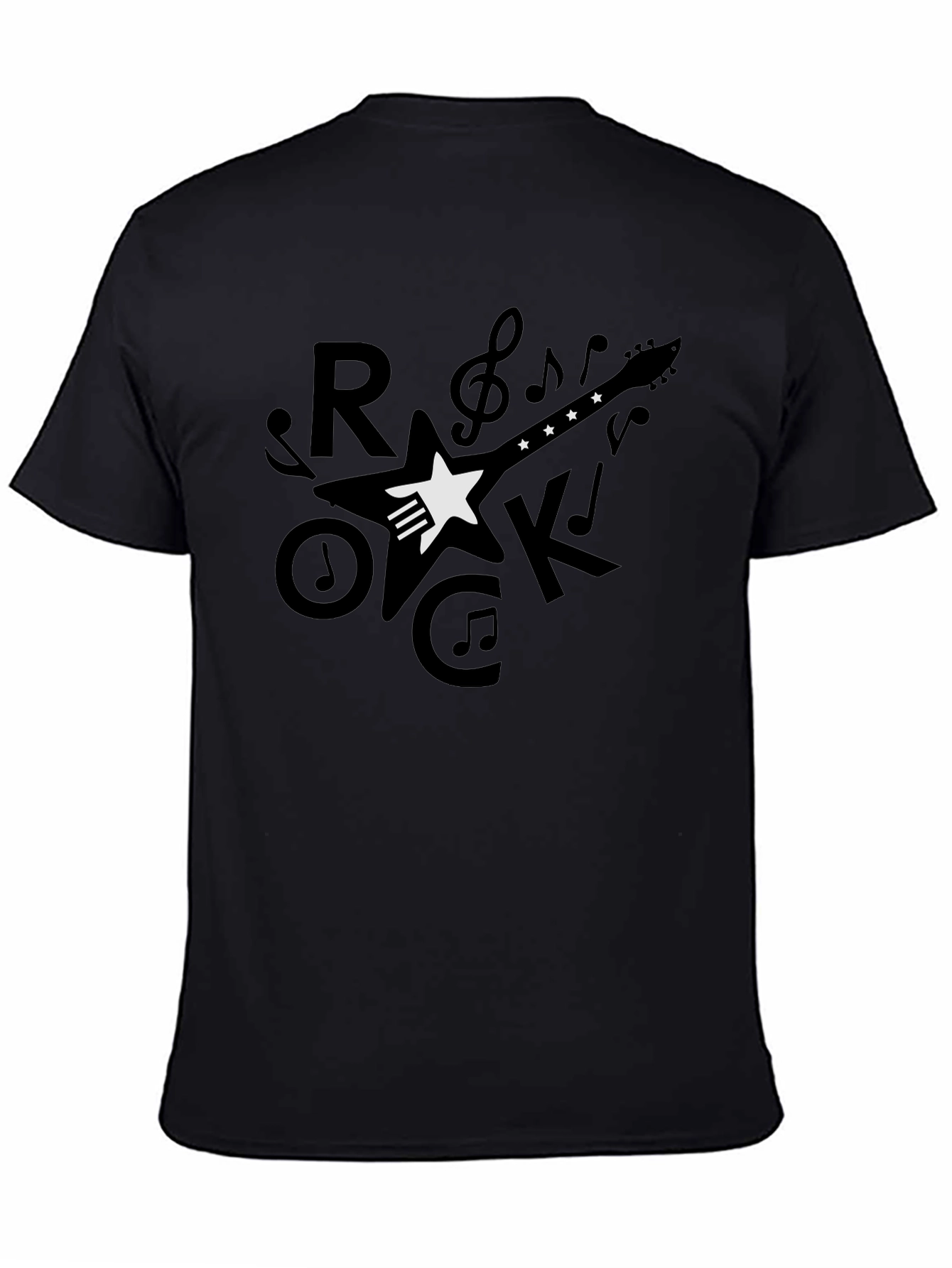 Rock Guitar Graphic T-Shirt - Black