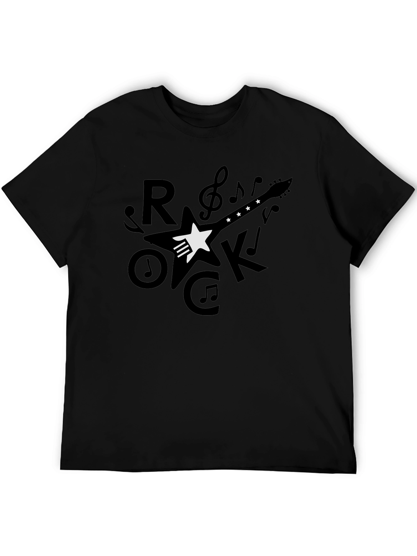 Rock Guitar Graphic T-Shirt - Black
