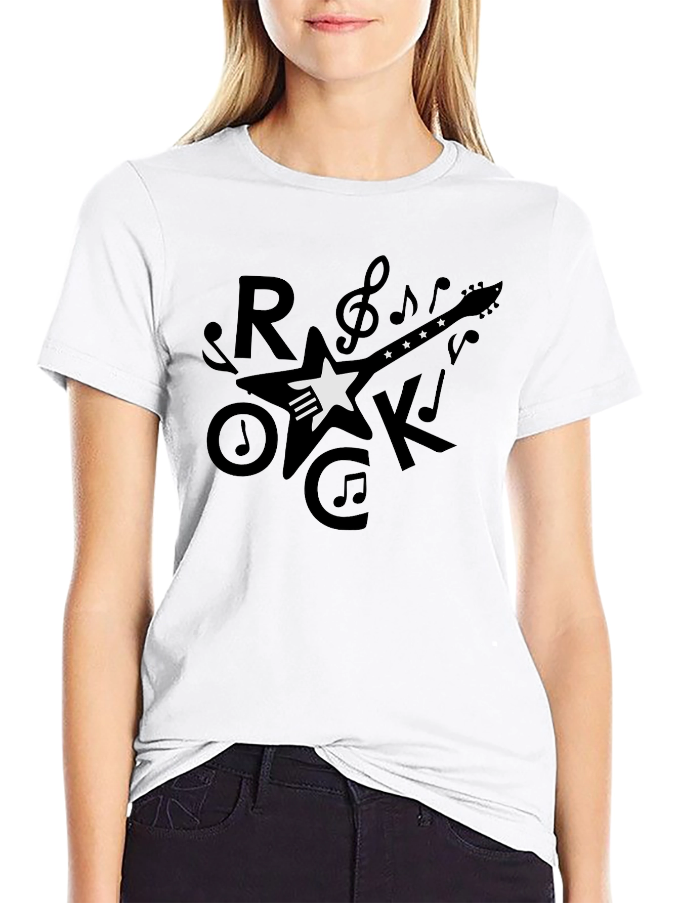 Rock Guitar Graphic T-Shirt - Black