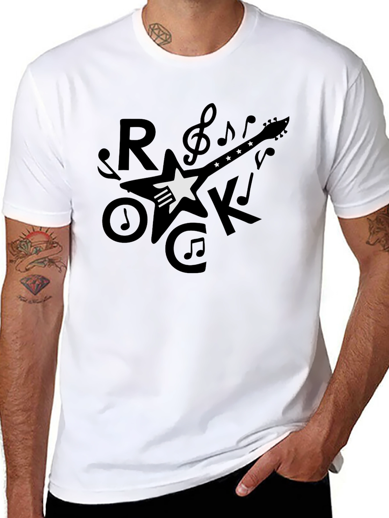 Rock Guitar Graphic T-Shirt - Black
