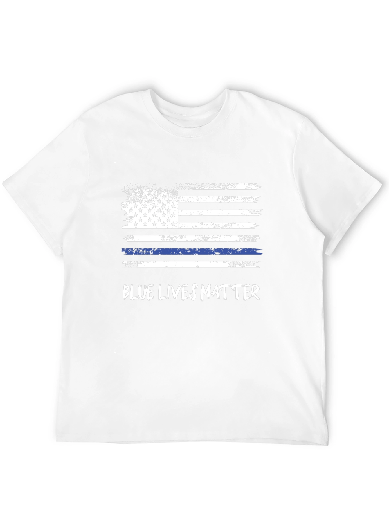 Blue Lives Matter Flag Graphic Tee - Black