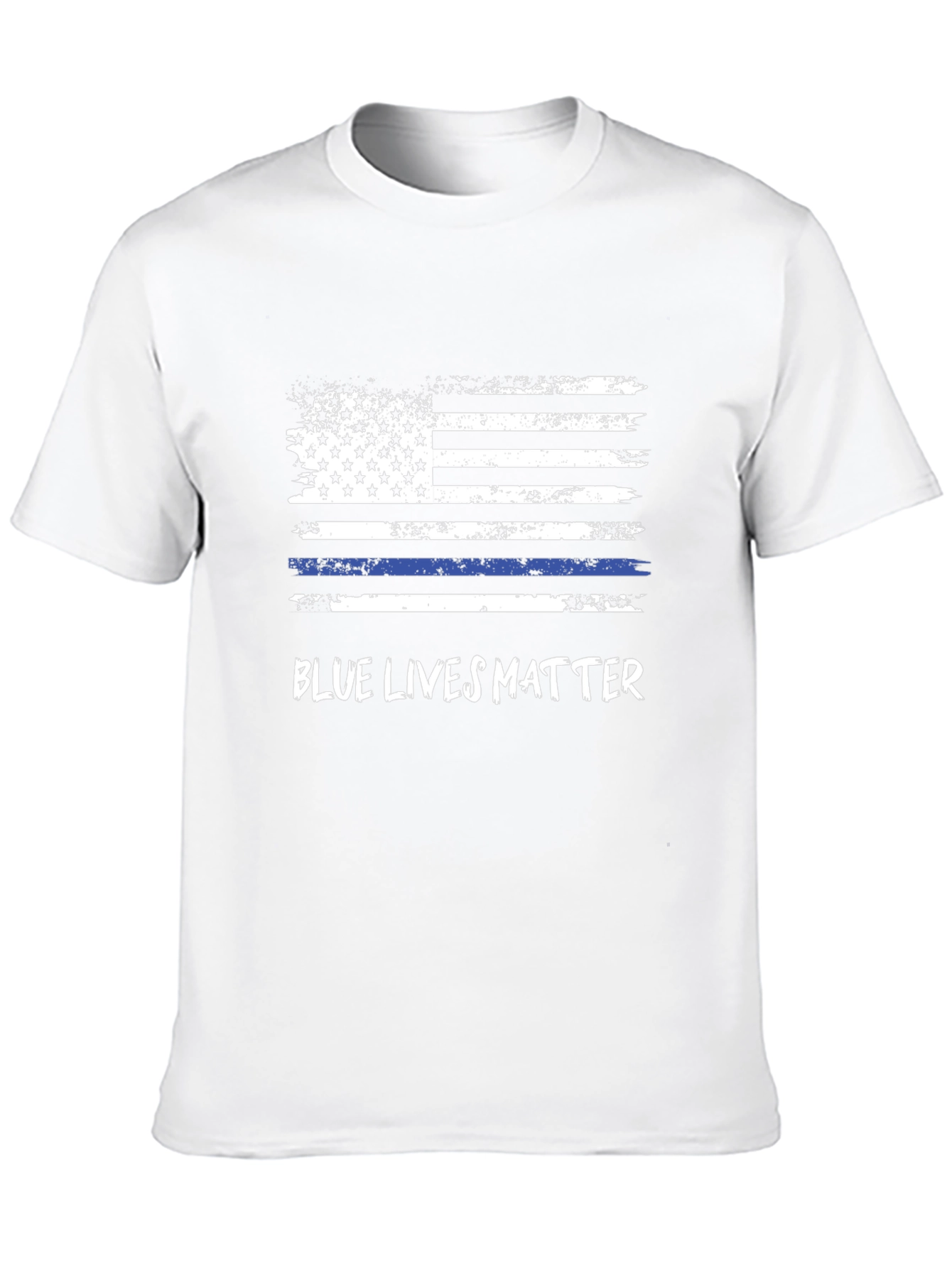 Blue Lives Matter Flag Graphic Tee - Black