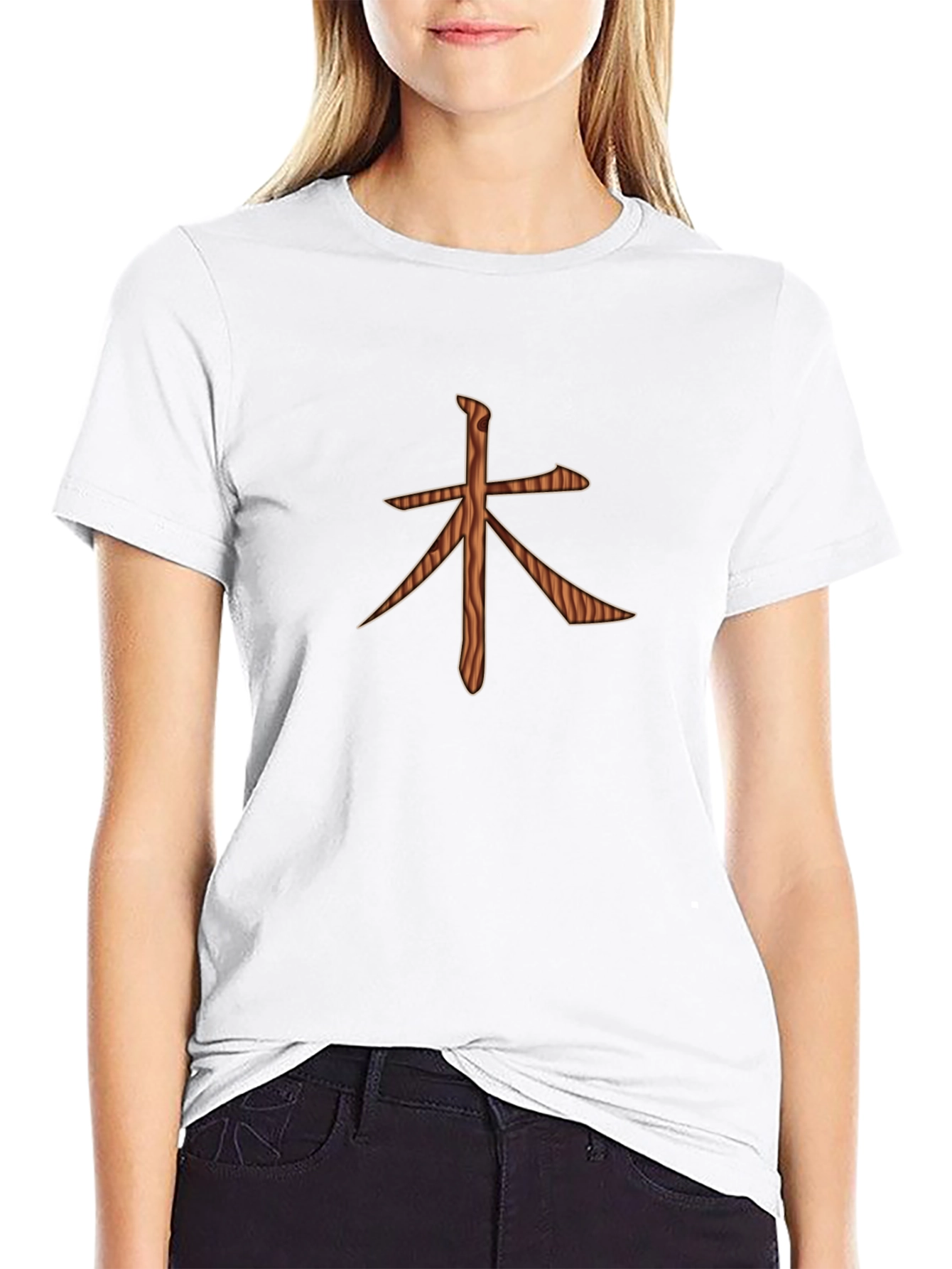 Wood Symbol Graphic Print Black T-Shirt