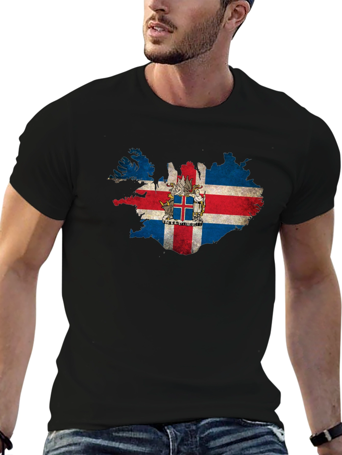 Iceland Flag Map Graphic T-Shirt