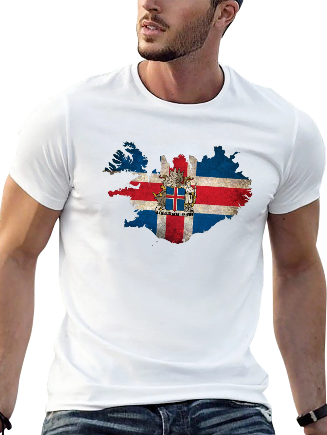 Iceland Flag Map Graphic T-Shirt