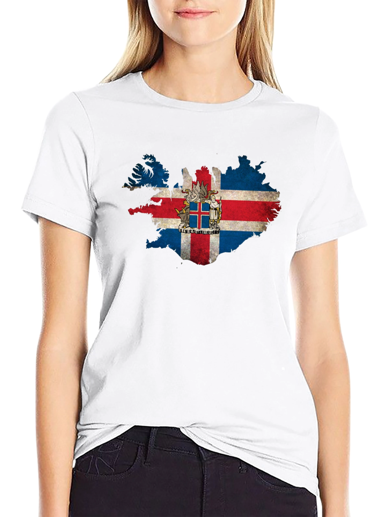 Iceland Flag Map Graphic T-Shirt