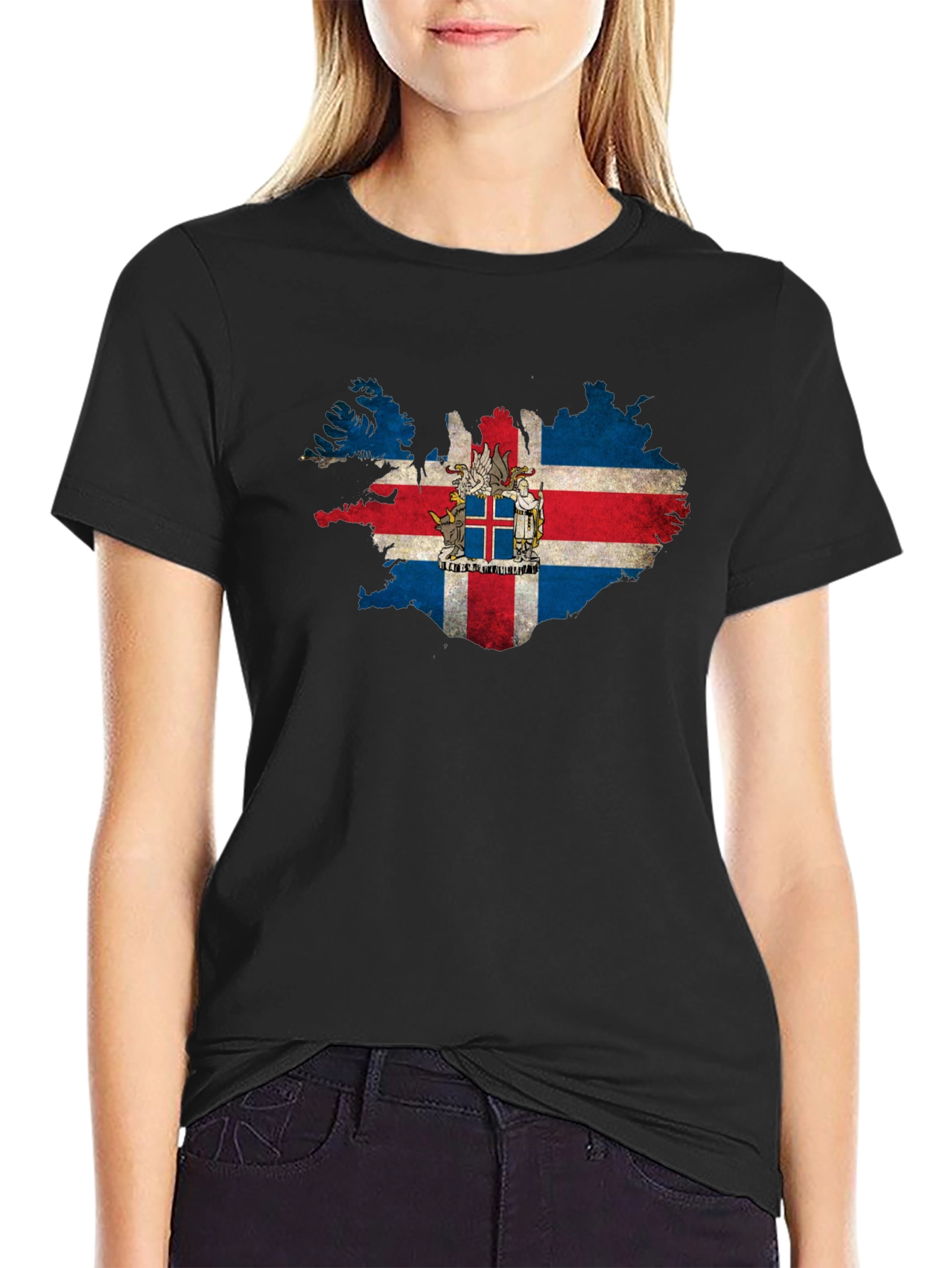 Iceland Flag Map Graphic T-Shirt