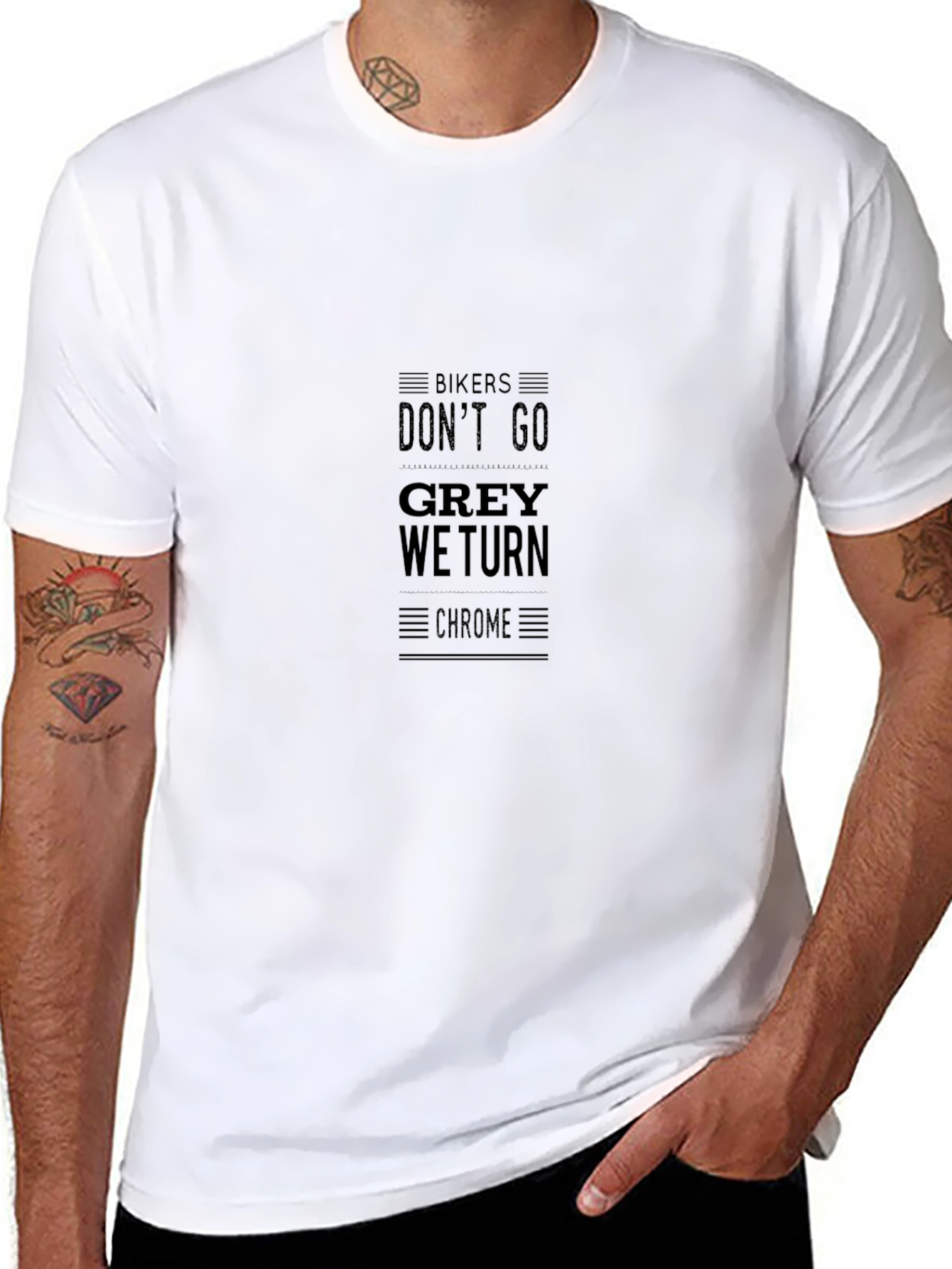 Bikers Grey Chrome Mens Black T-Shirt