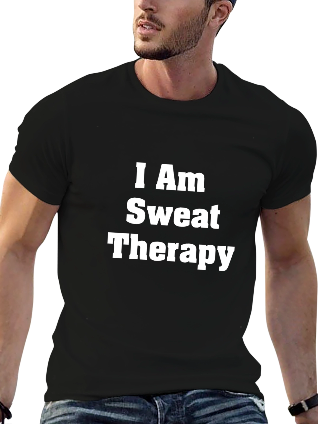 I Am Sweat Therapy Black T-Shirt