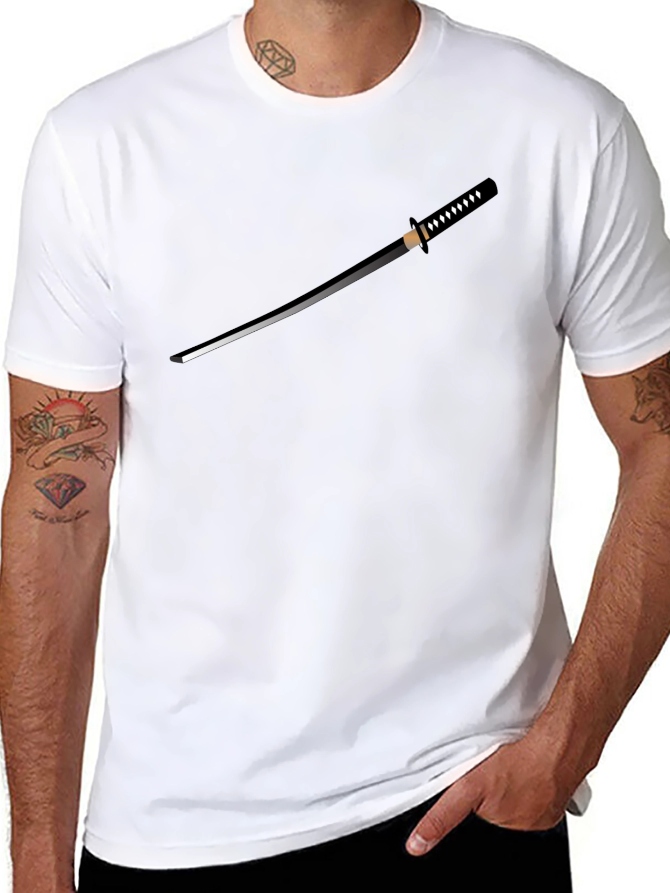 Samurai Sword T-Shirt - Black Graphic Tee