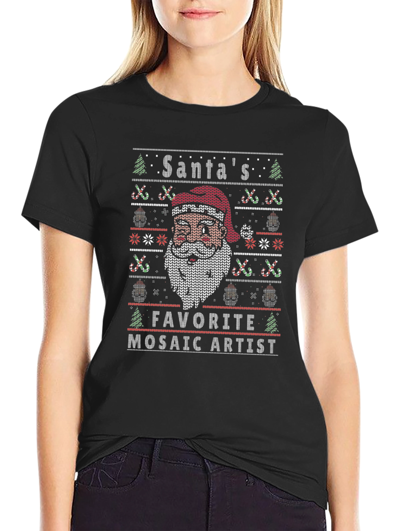 Santas Favorite Mosaic Artist Christmas T-Shirt