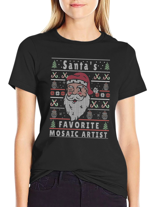 Santas Favorite Mosaic Artist Christmas T-Shirt