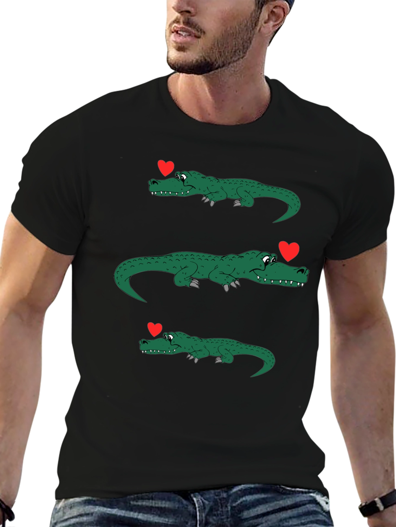 Alligator Love Mens Black Graphic Tee