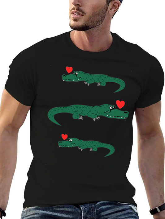 Alligator Love Mens Black Graphic Tee