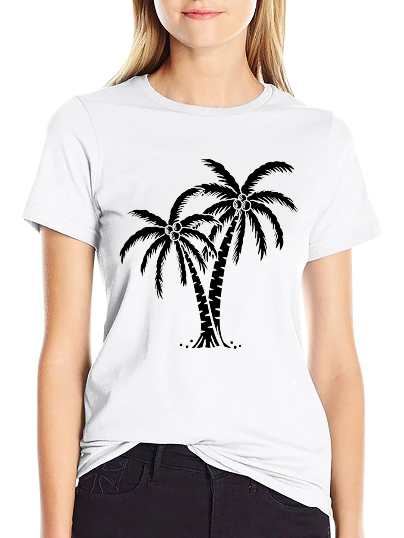 Tropical Palm Tree Graphic Tee - Black