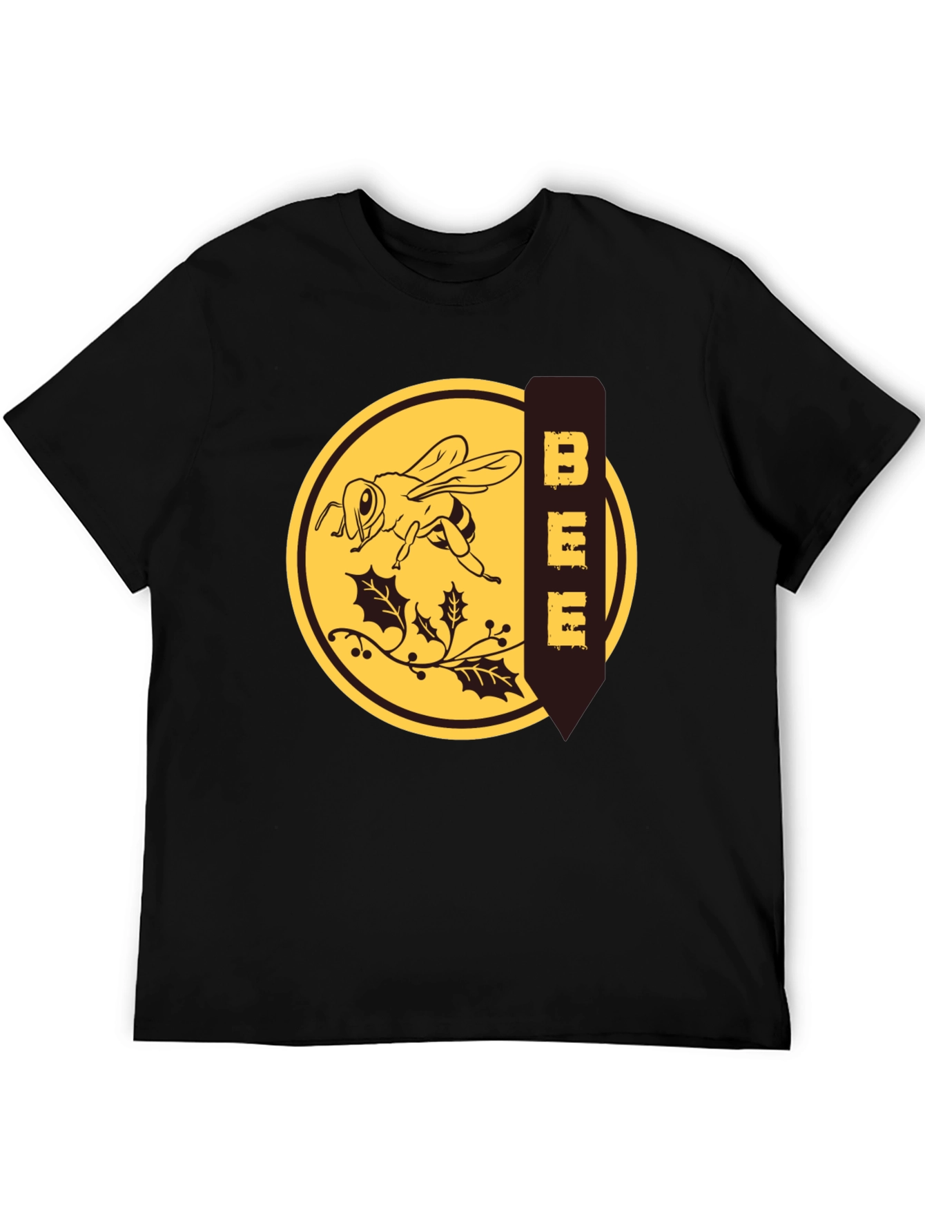 Bee Graphic T-Shirt - Black Crew Neck Tee