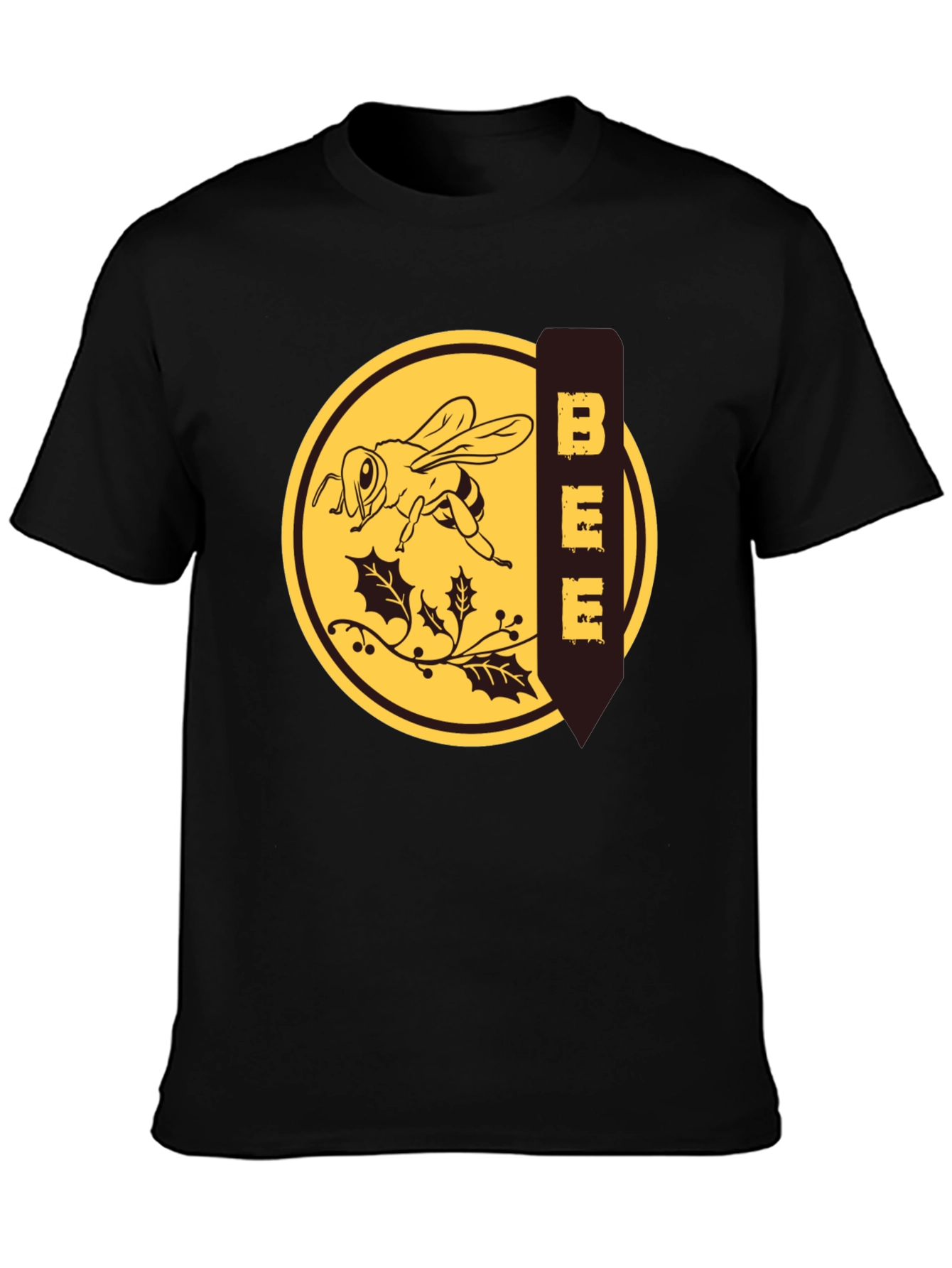 Bee Graphic T-Shirt - Black Crew Neck Tee