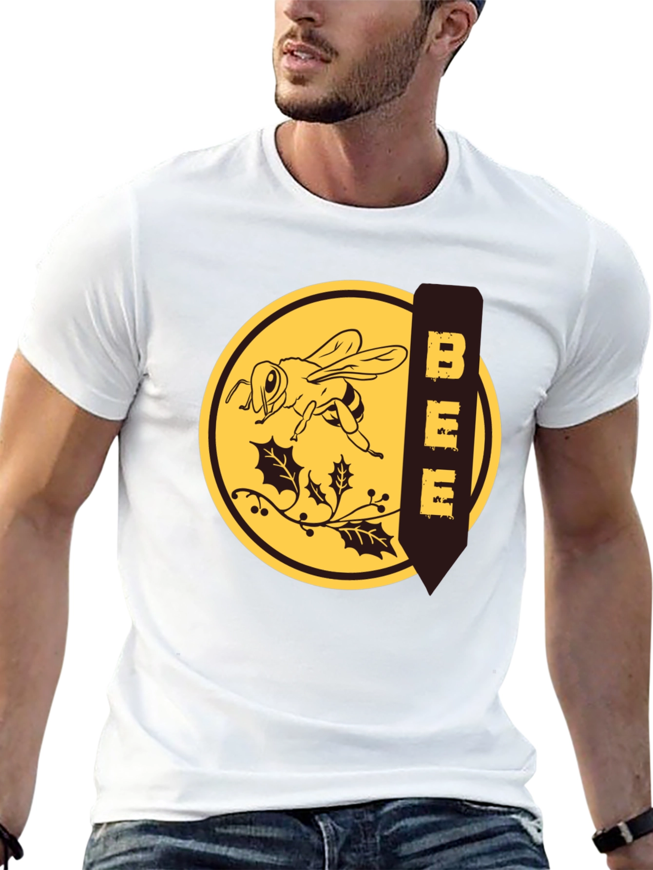 Bee Graphic T-Shirt - Black Crew Neck Tee